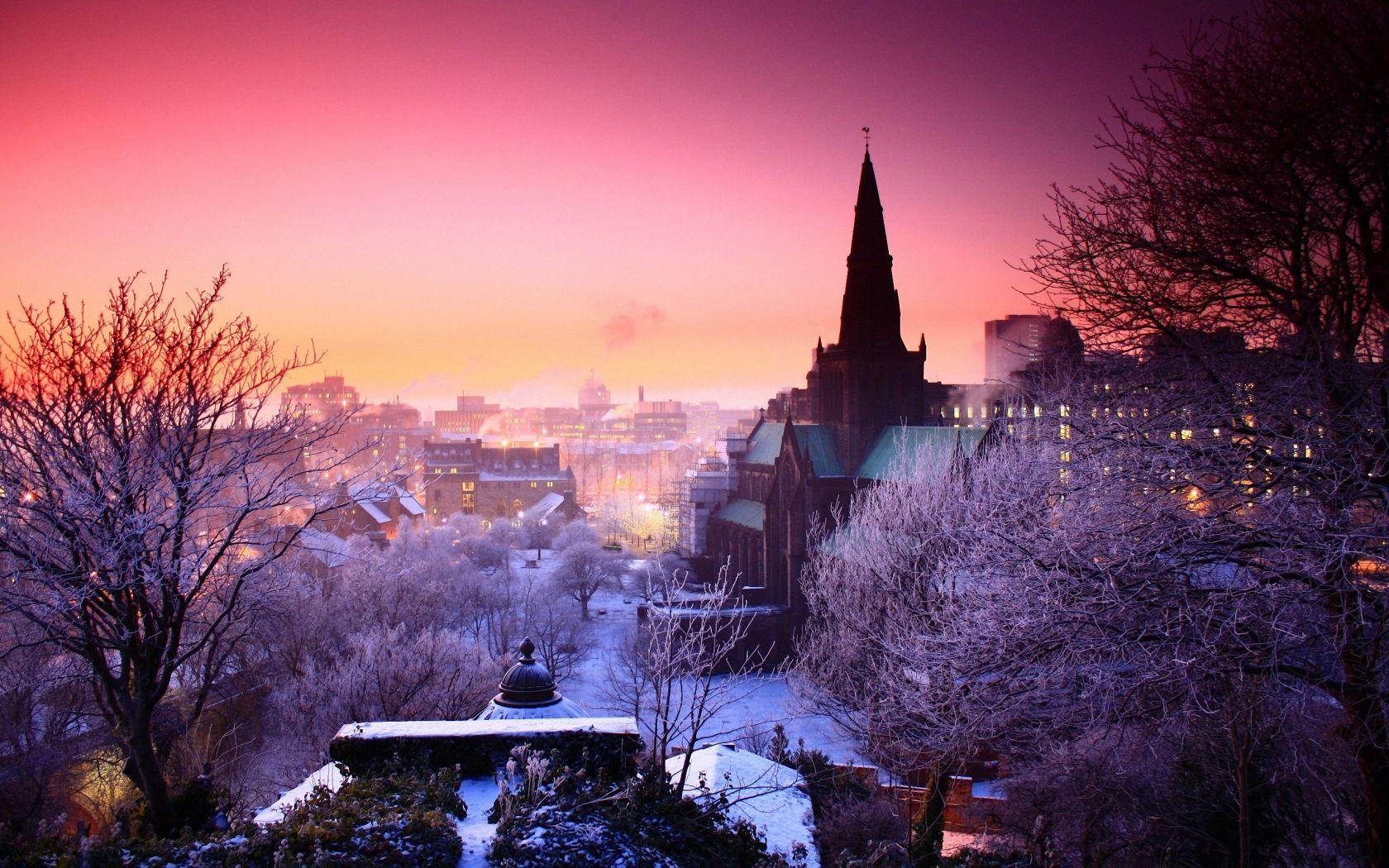 1680x1050 Prague Sunset Winter Desktop Background HD
