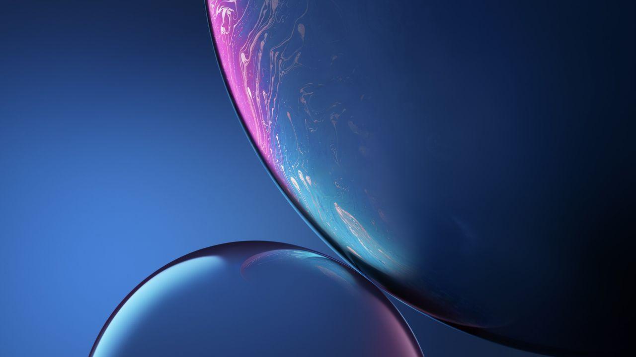 1280x720 Wallpaper Bubbles, Blue, iPhone XR, iPhone XS, iPhone XS Max