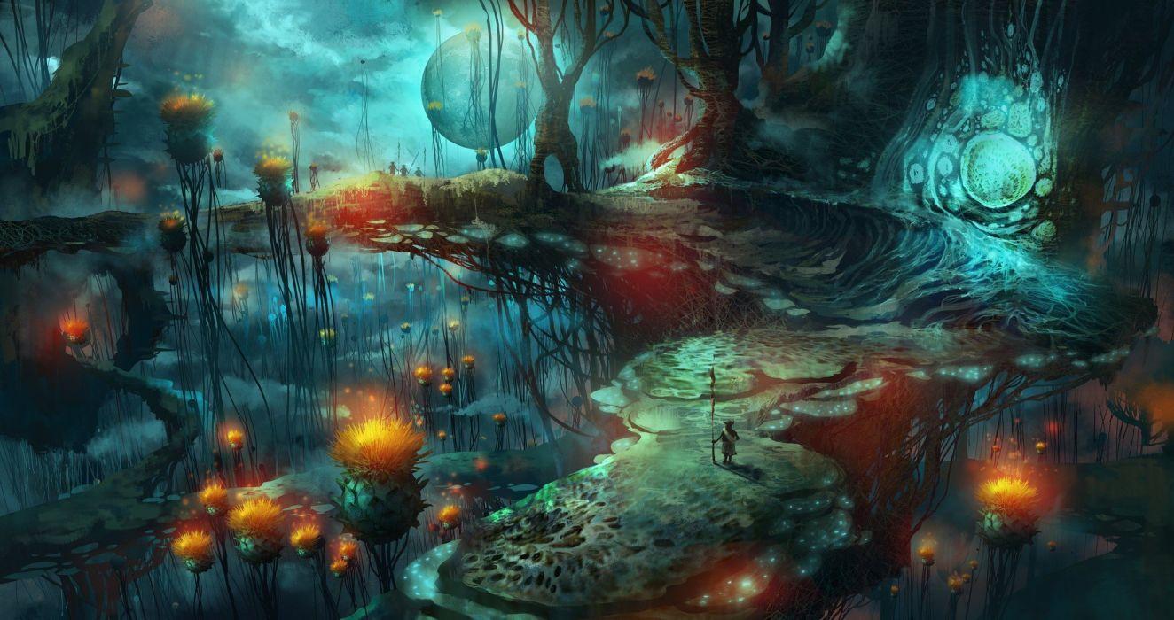 1324x700 Mushroom magic mushrooms fantasy art wallpaperx1015