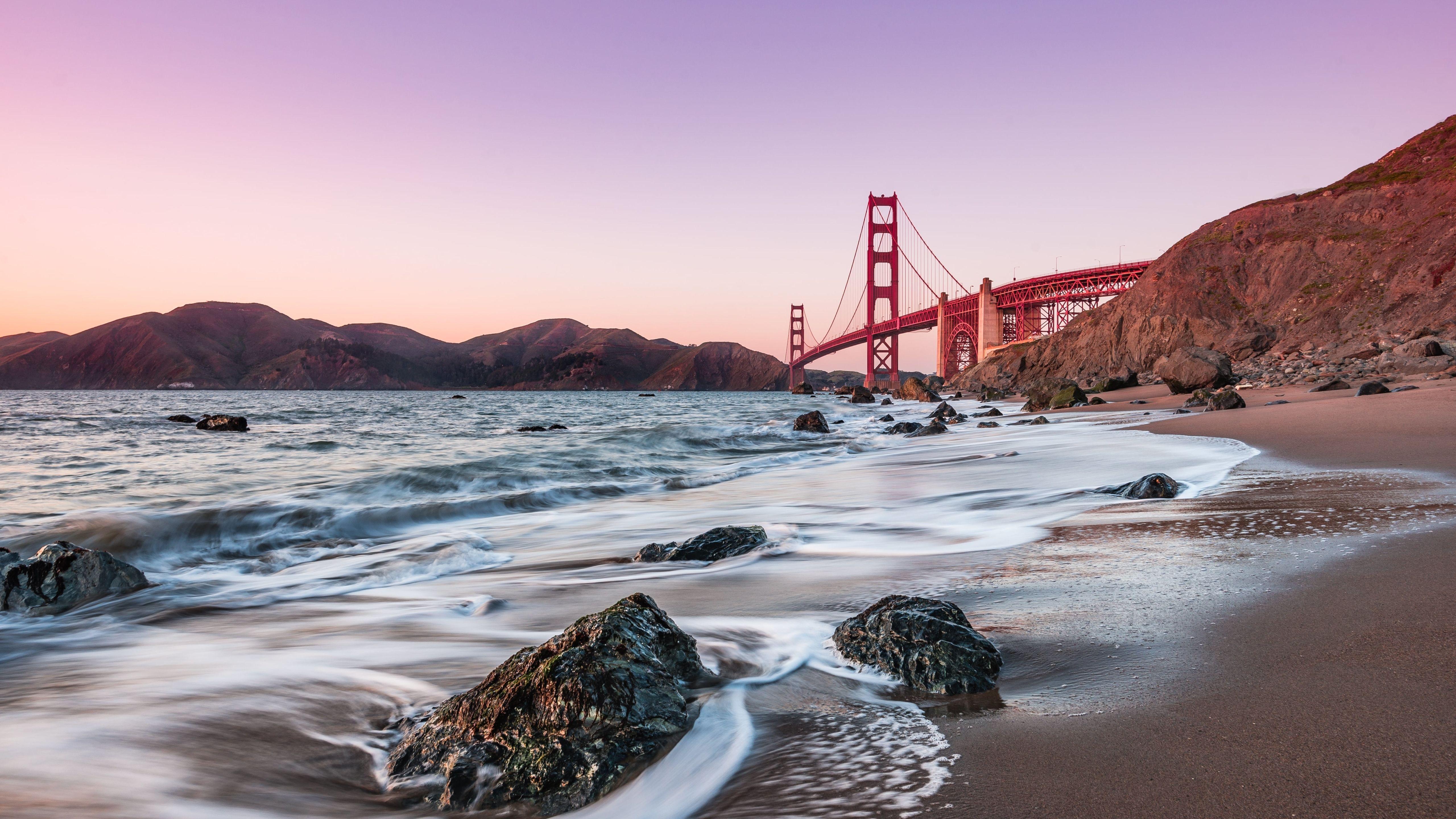 5120x2880 Baker Beach Golden Gate Bridge 5K Wallpaper, HD