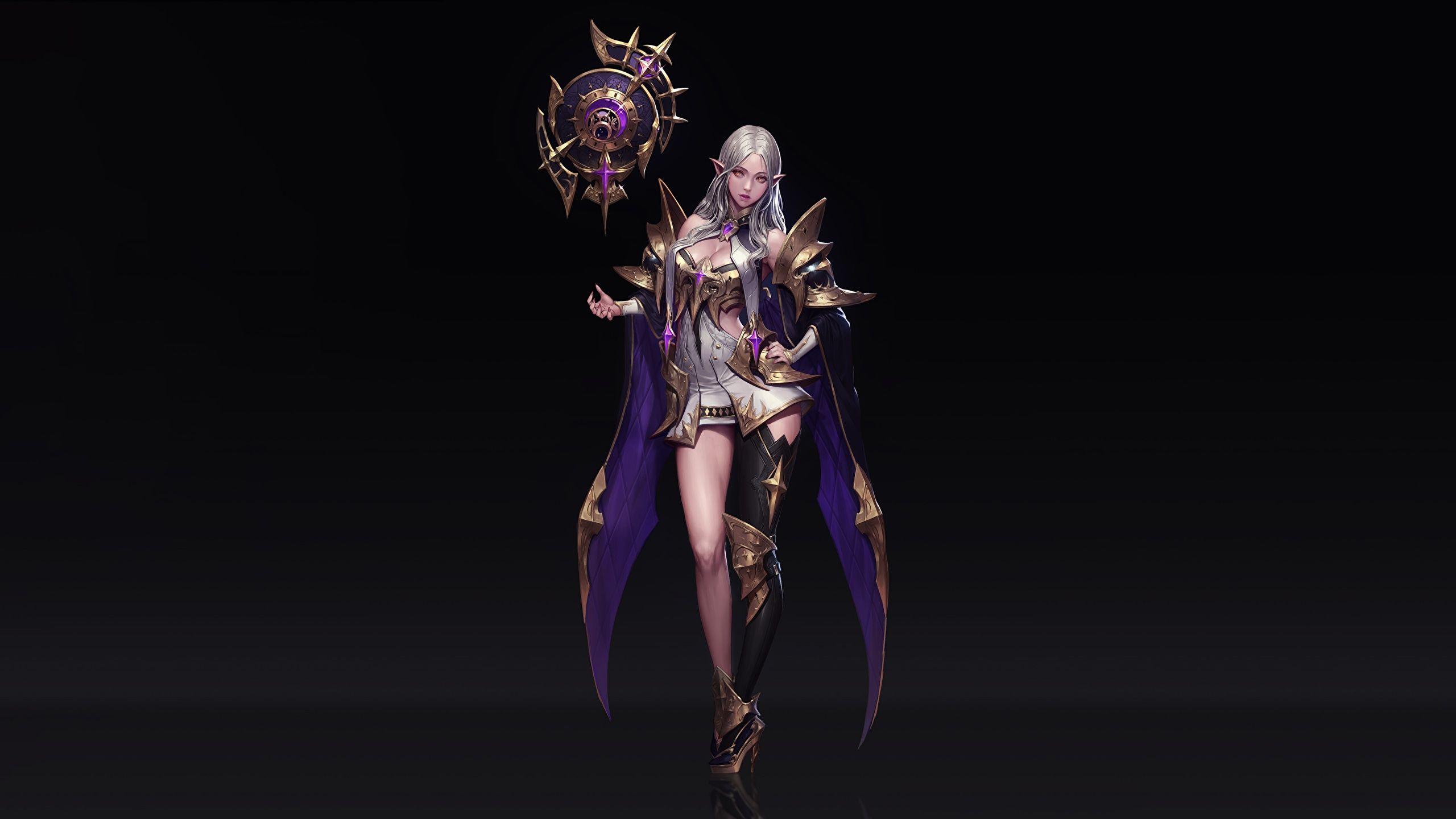 2560x1440 Desktop Wallpaper Mage wizard Blonde girl Sorceress 2560x1440