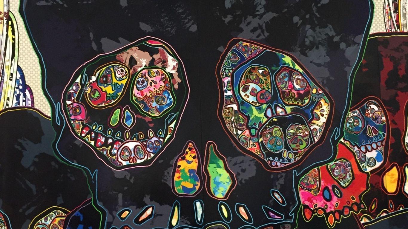 1366x768 Download wallpaper 1366x768 skull, art, skulls, colorful