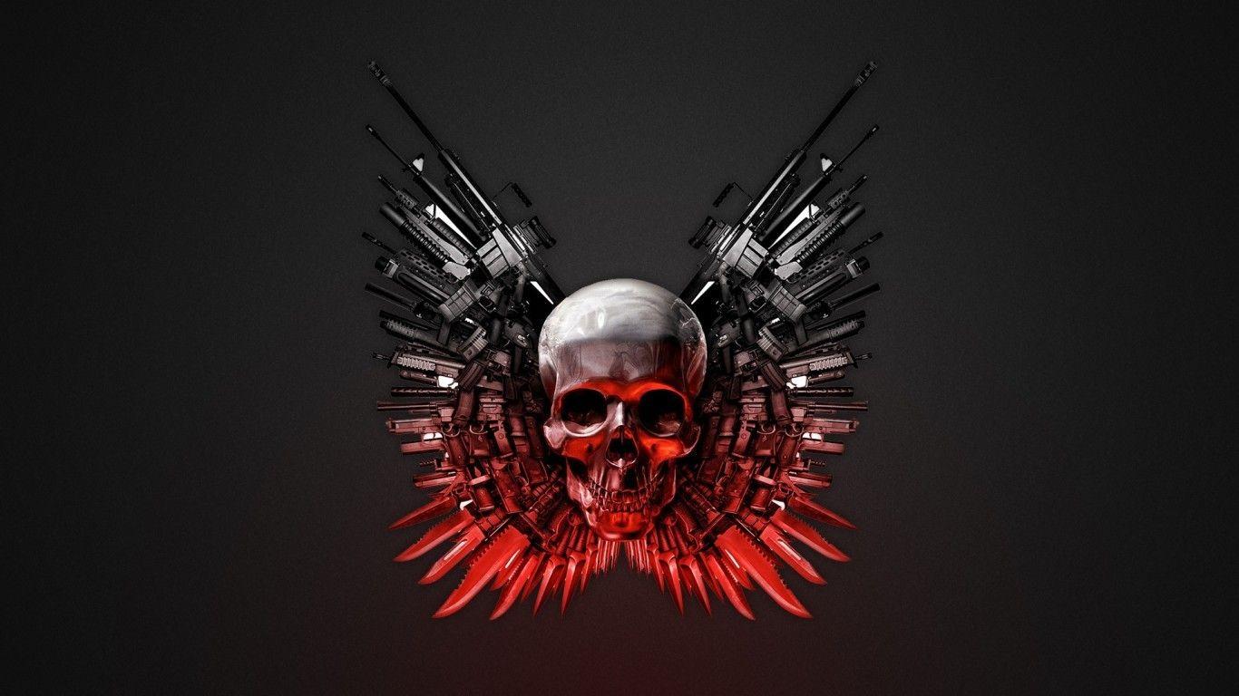 1366x768 Download 1366x768 The Expendables, Skull, Guns Wallpaper