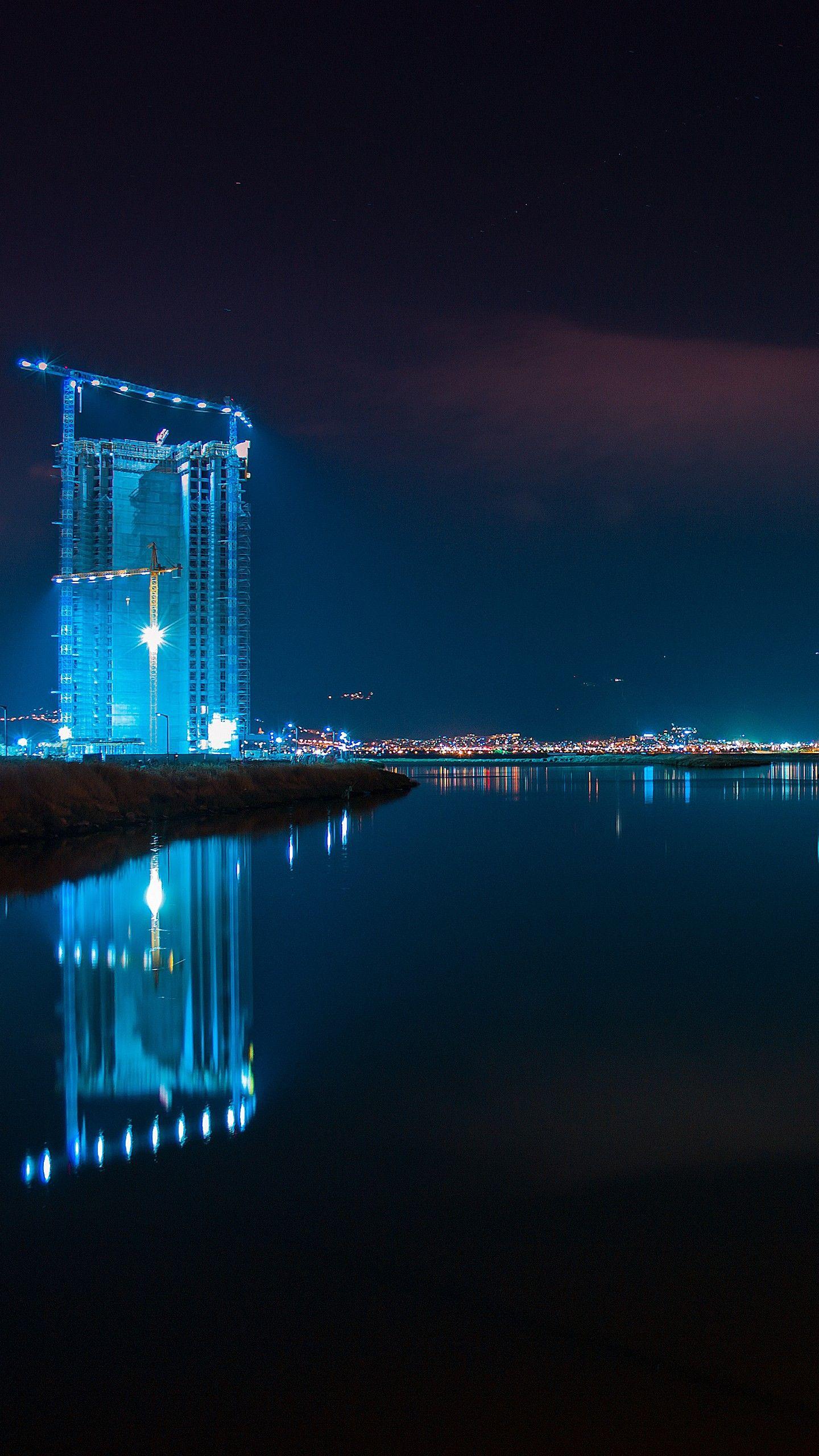 1440x2560 Wallpaper İzmir, Cityscape, Night, Reflections, Neon, 4K