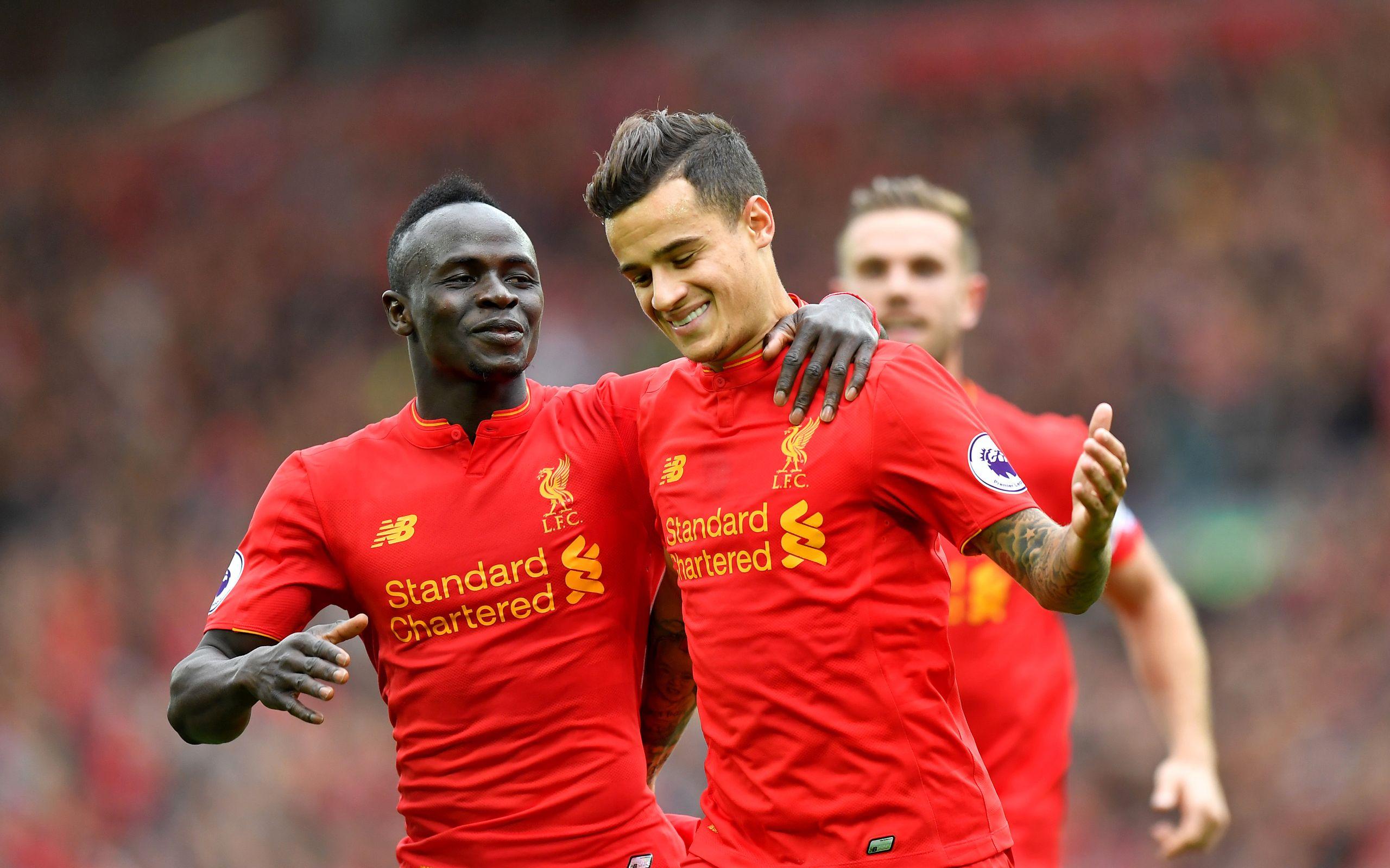 2560x1600 Download wallpaper Philippe Coutinho, Sadio Mane, Liverpool