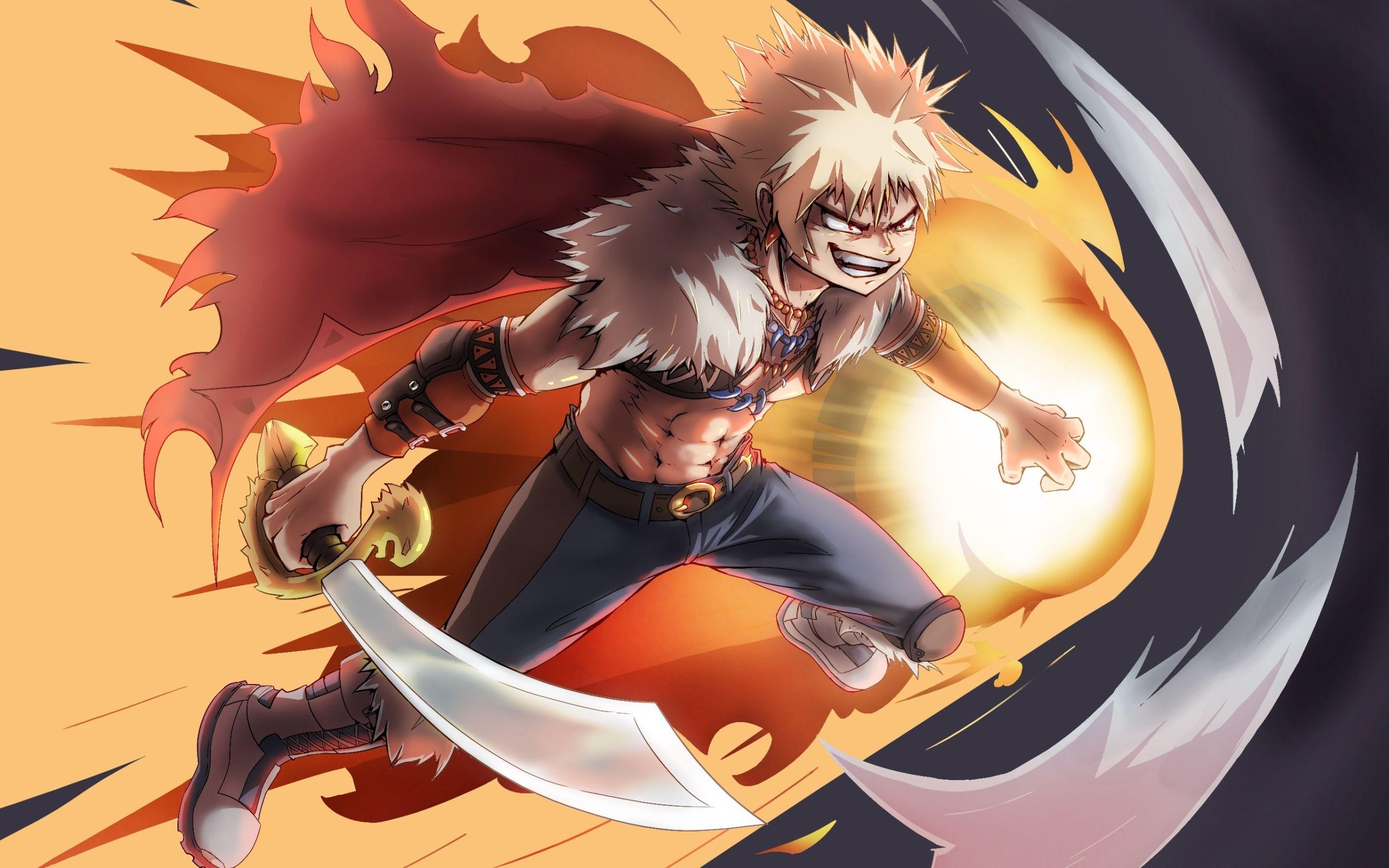 2560x1600 Wallpaper of Katsuki Bakugou, Fire, Anime, My Hero Academia