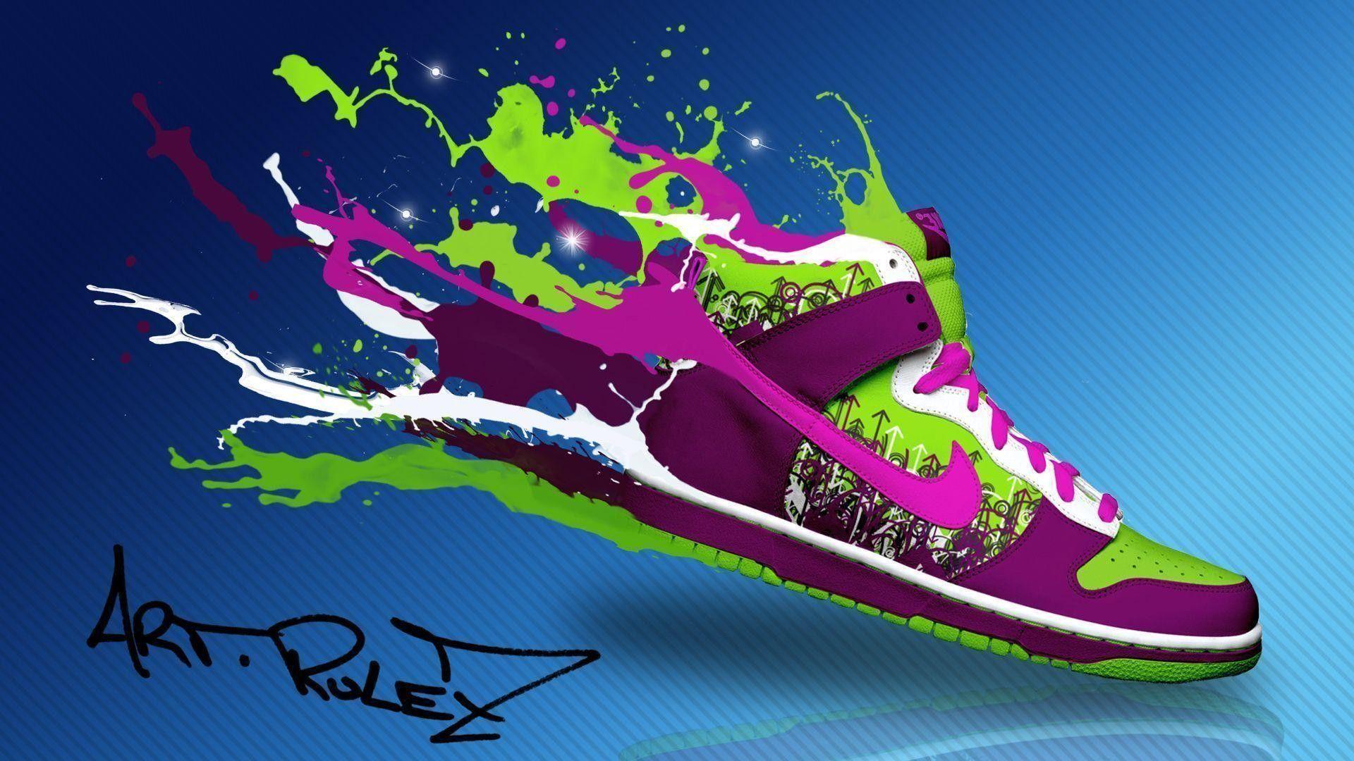 Download Nike Graffiti Cartoon Dunking Wallpaper
