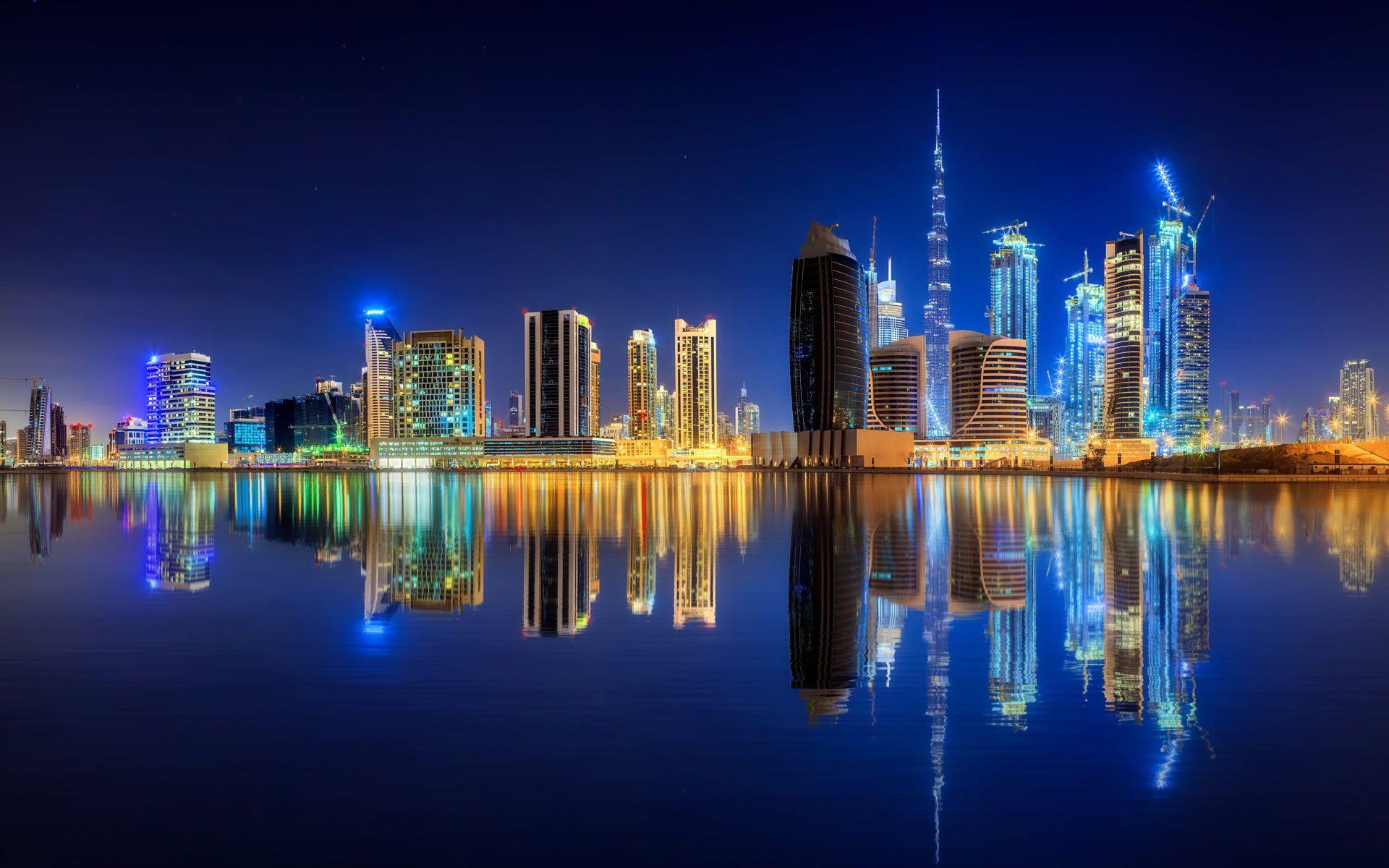 1920x1200 Dubai United Arab Emirates Persian Gulf Reflection In Water 4k Wallpaper HD & 8k Image For Desktop And Mobile 5120x2880 :