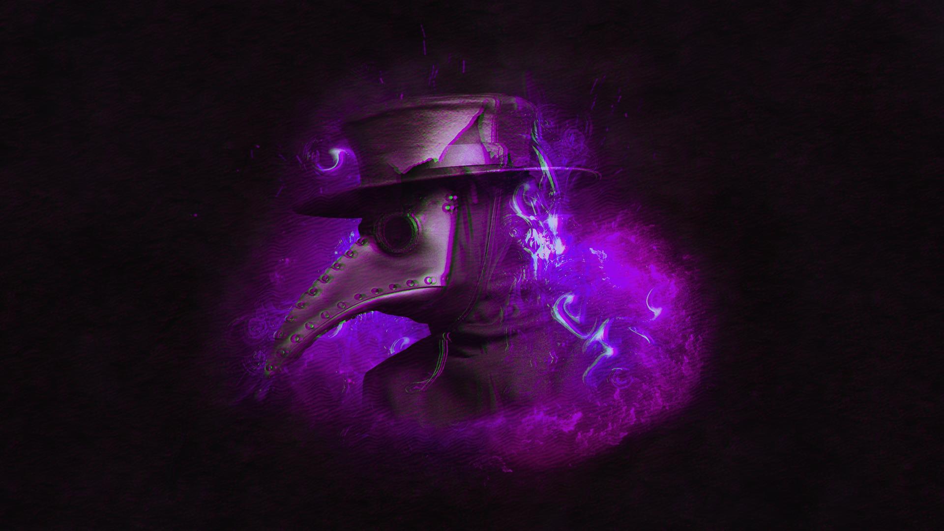 Premium Photo  Man with a plague doctor mask purple neon mask in  background cyberpunk