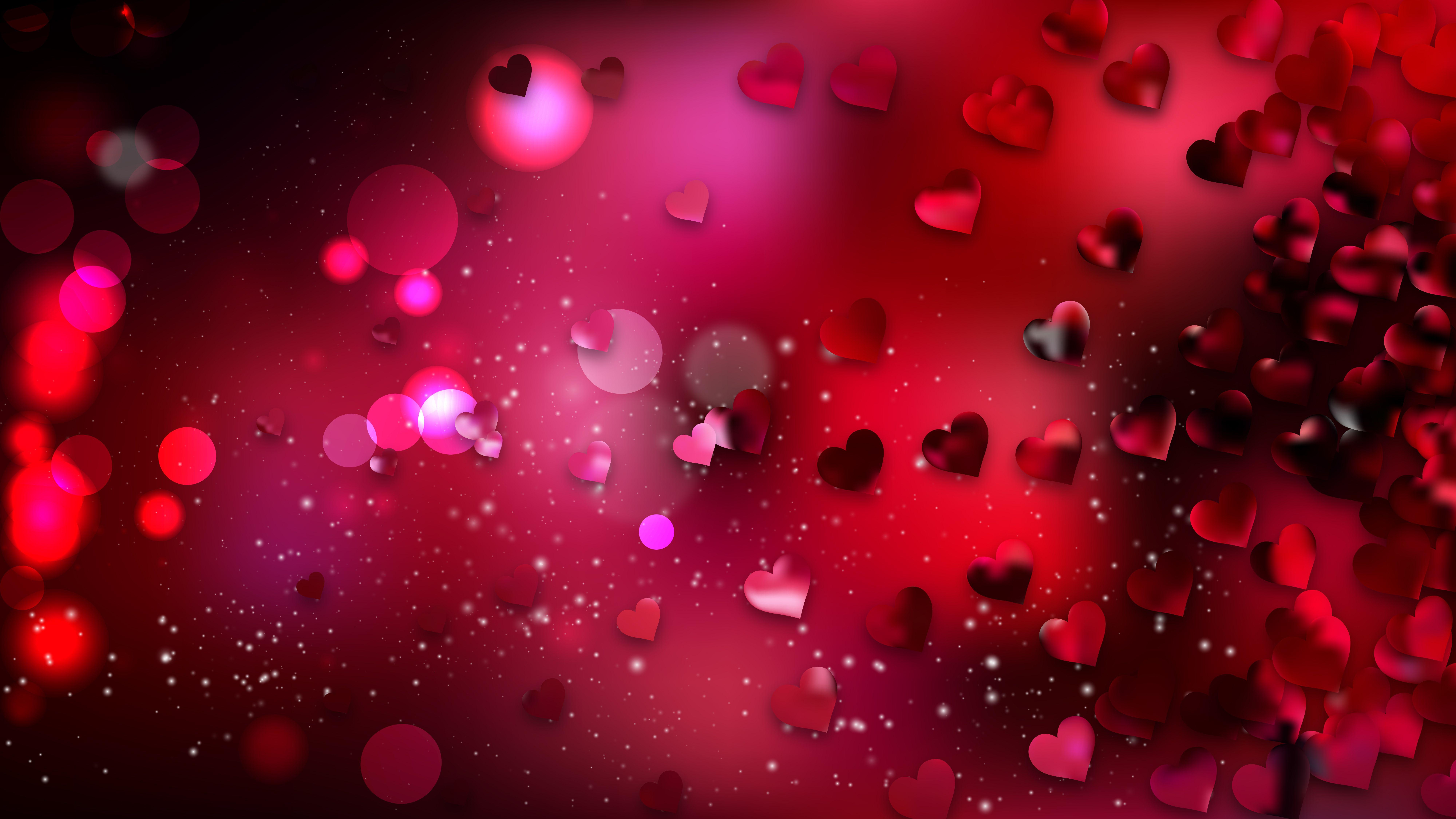 8000x4500 Wallpaper Pink Heart Black Background