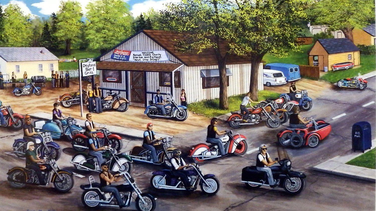 1500x842 Sandra Zylla Hog Heaven Jay Leno S N Motorcycle Print. David Mann