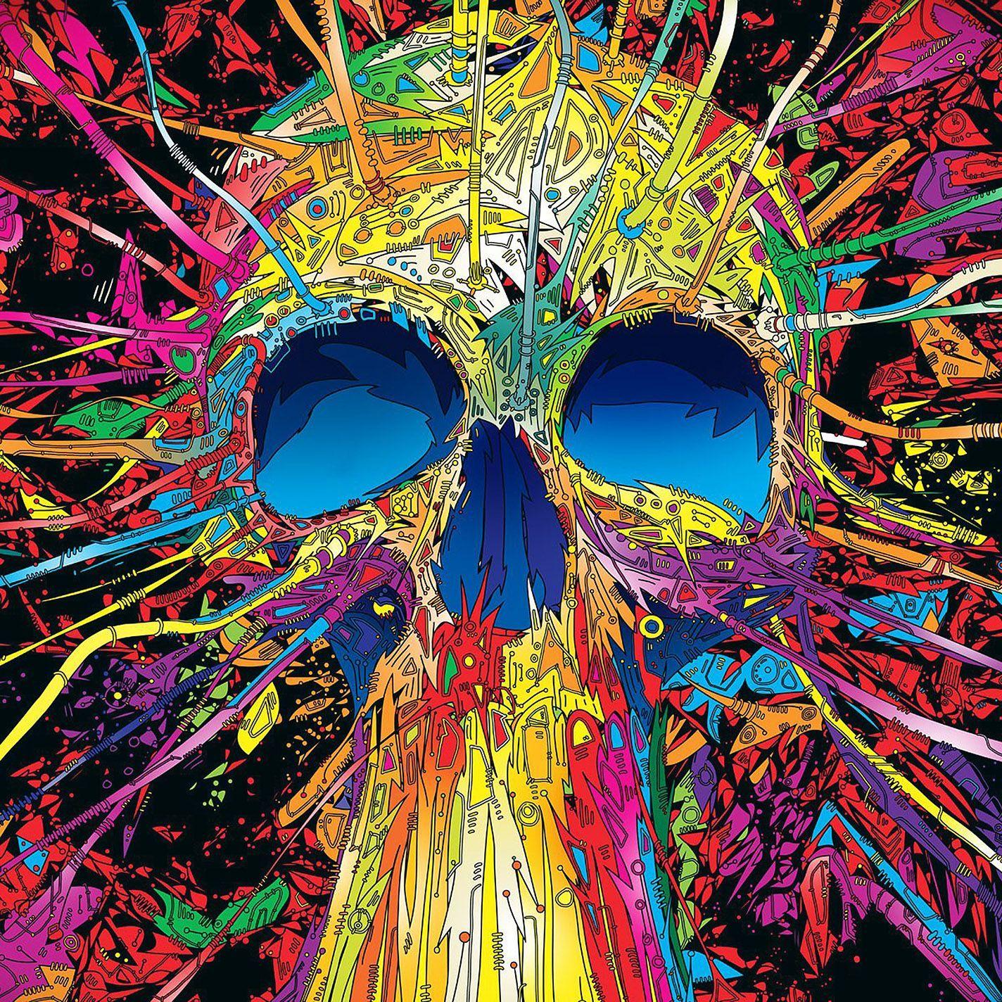 1424x1424 Trippy Wallpaper HD Skull, HD Wallpaper