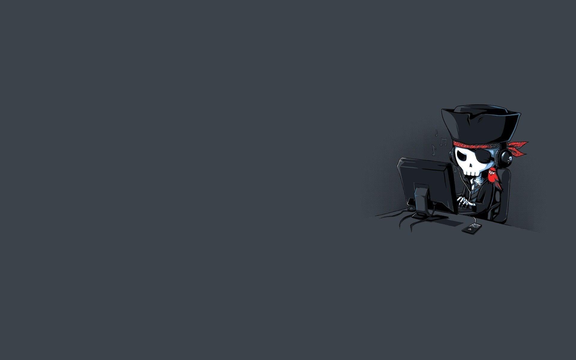 1920x1200 Wallpaper pirate, skull, simple, computer, monitor desktop
