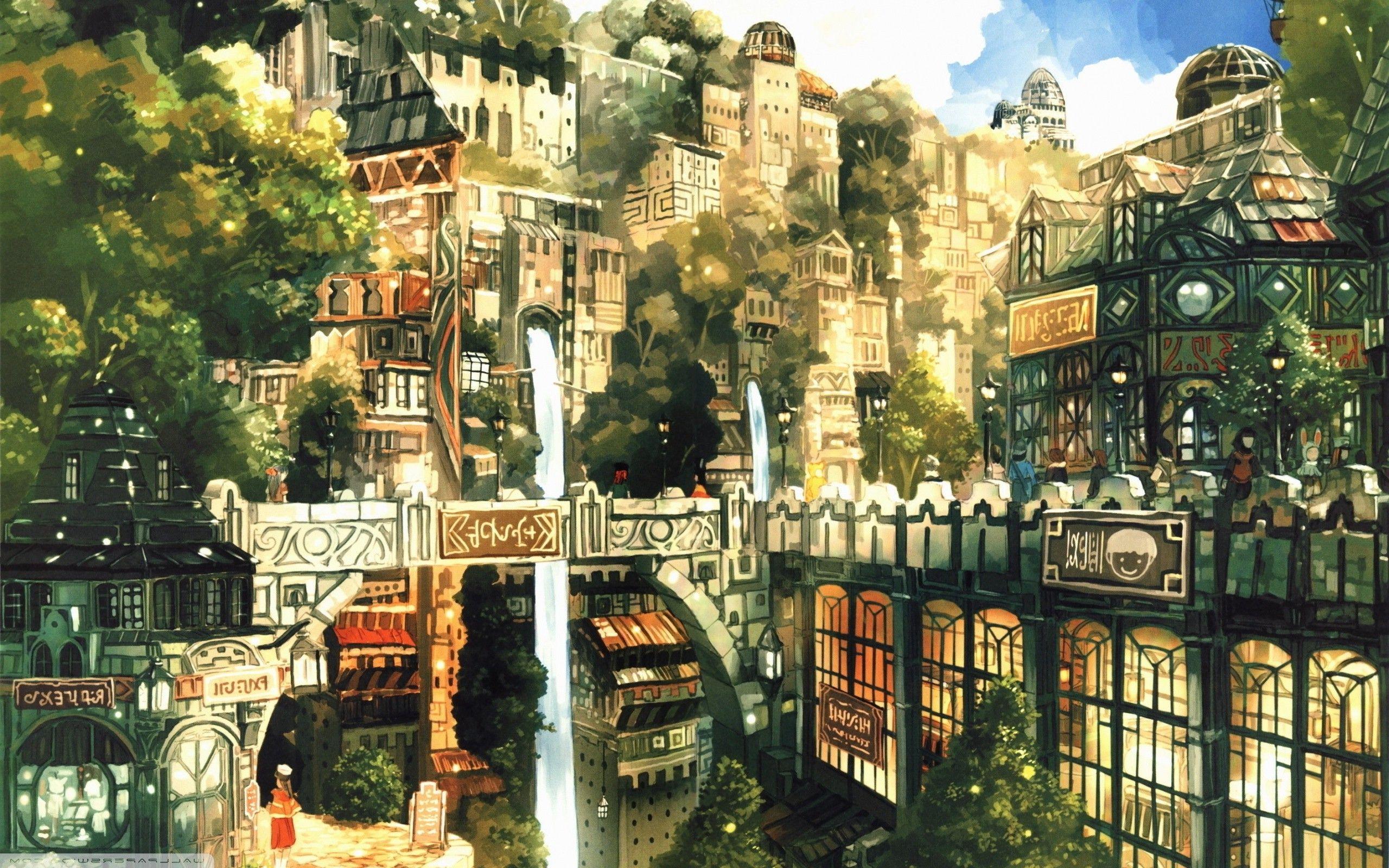 HD wallpaper: anime, town, Sun, cityscape, landscape, sunlight | Wallpaper  Flare