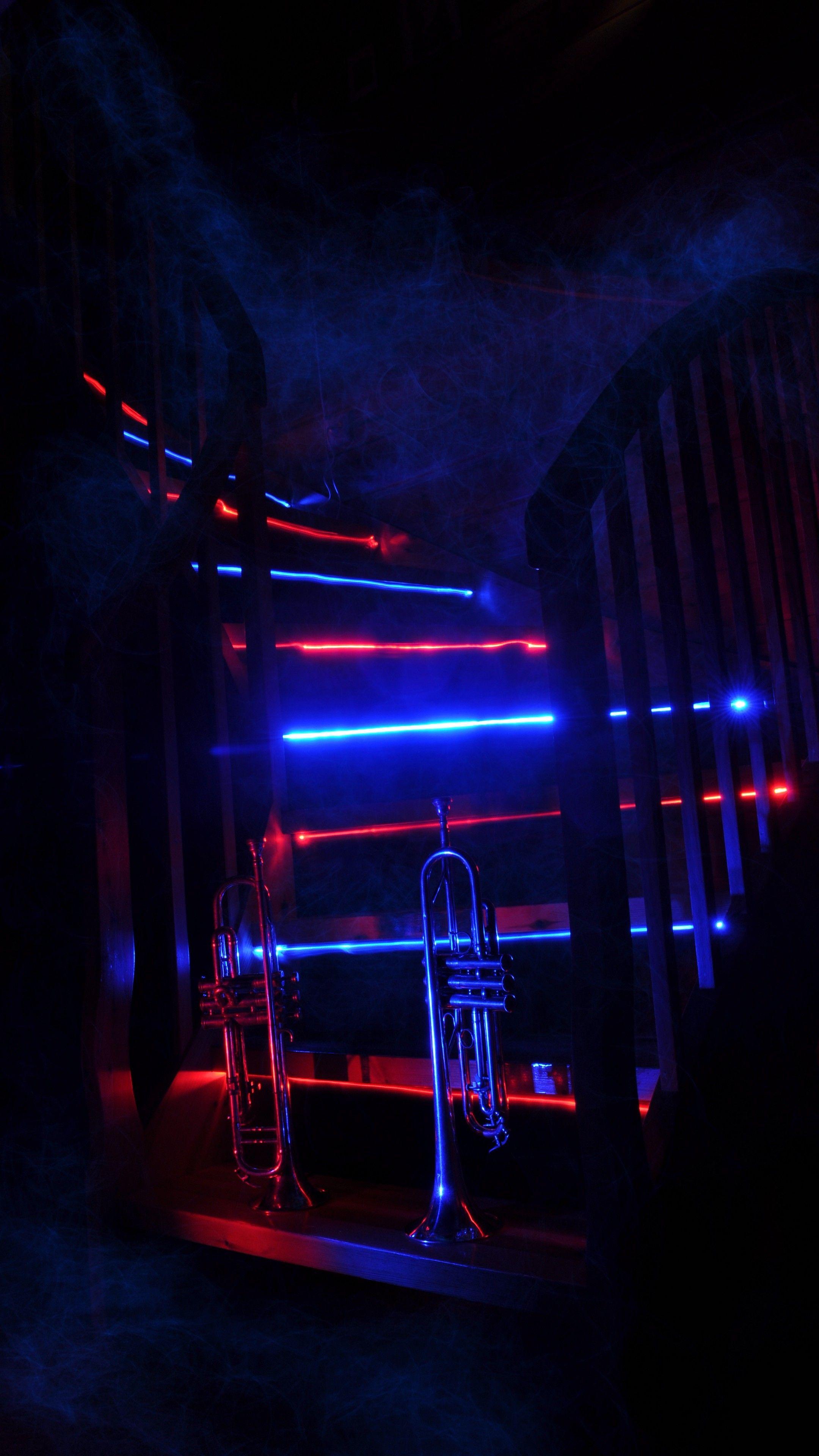 2160x3840 Neon Music Notes Wallpaper
