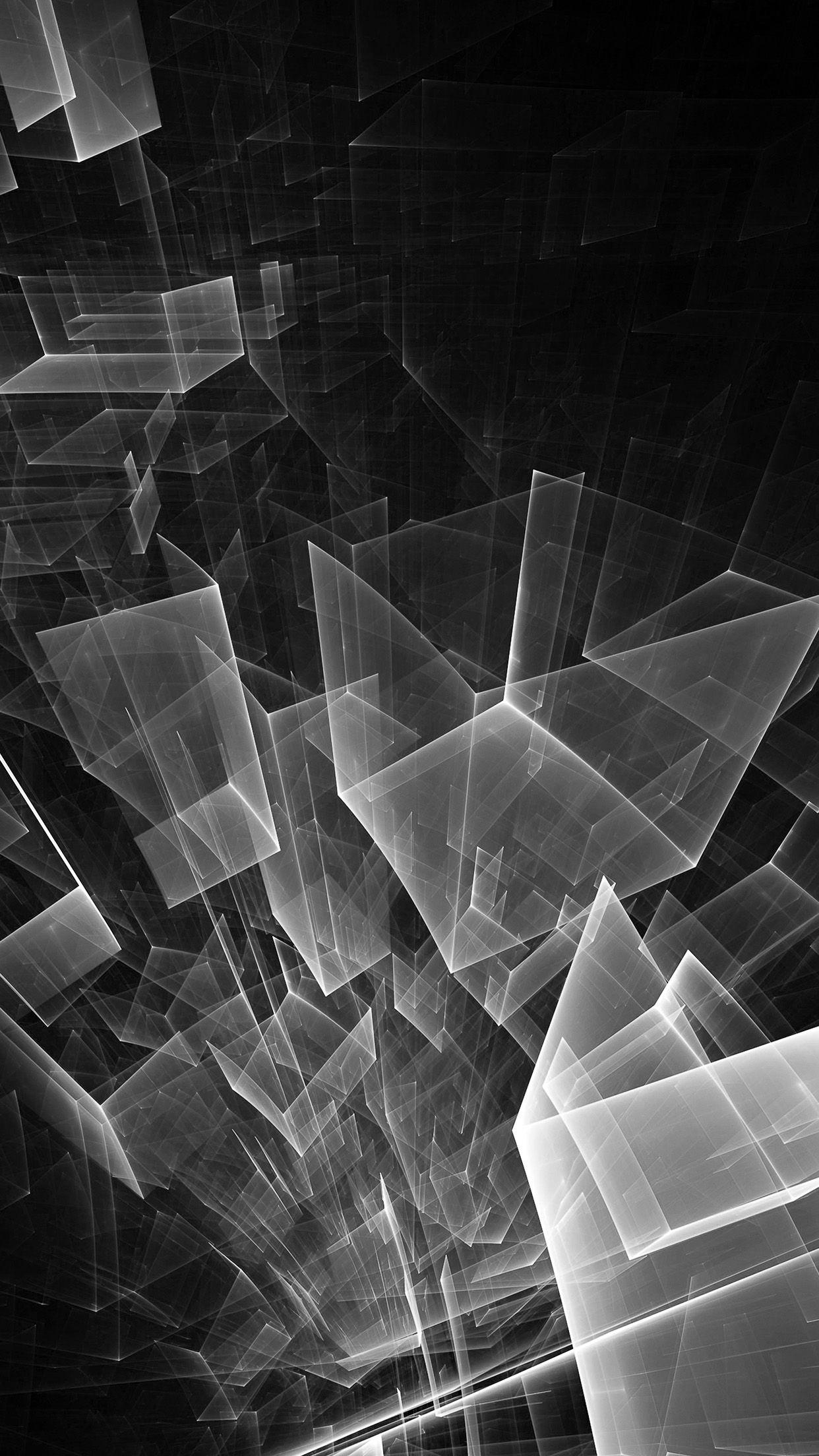 1242x2208 Abstract Bw Dark Cube Pattern Wallpaper