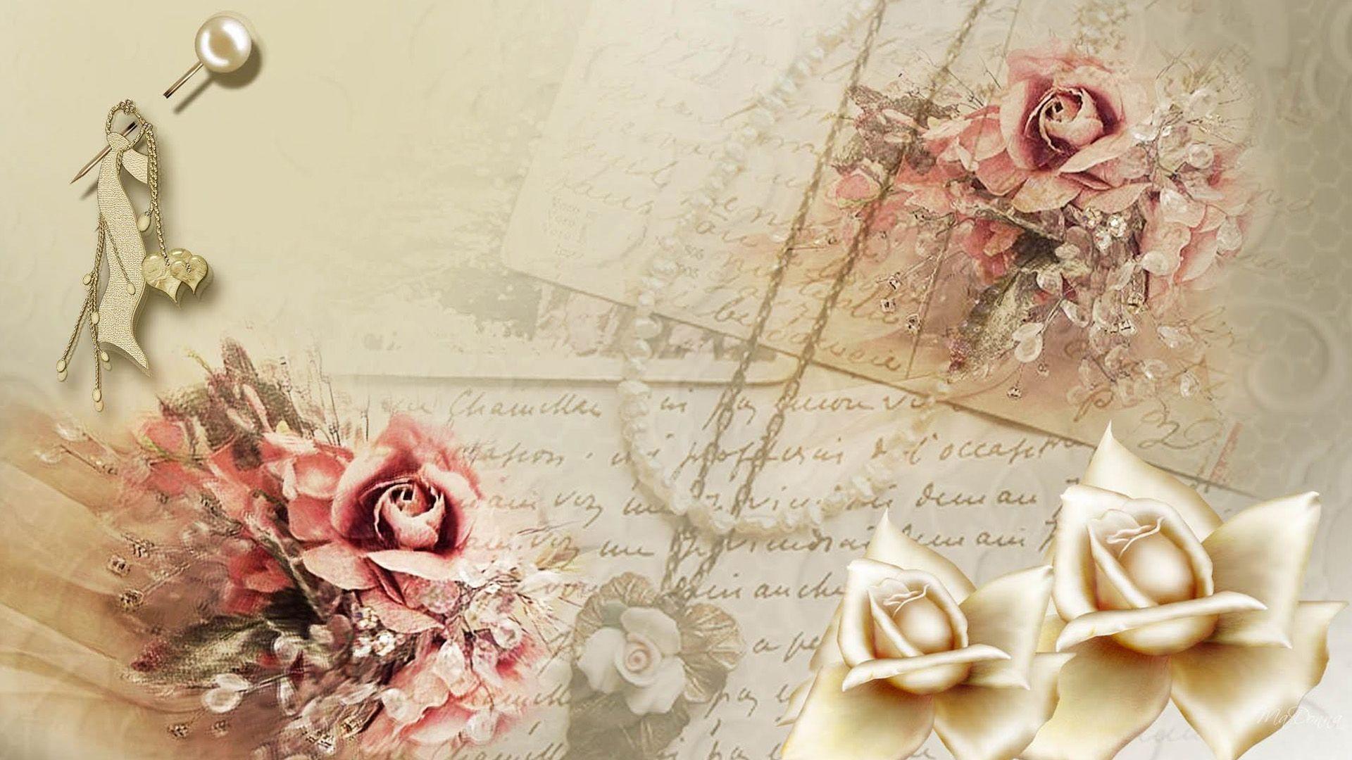 1920x1080 Vintage rose wallpaper for PC