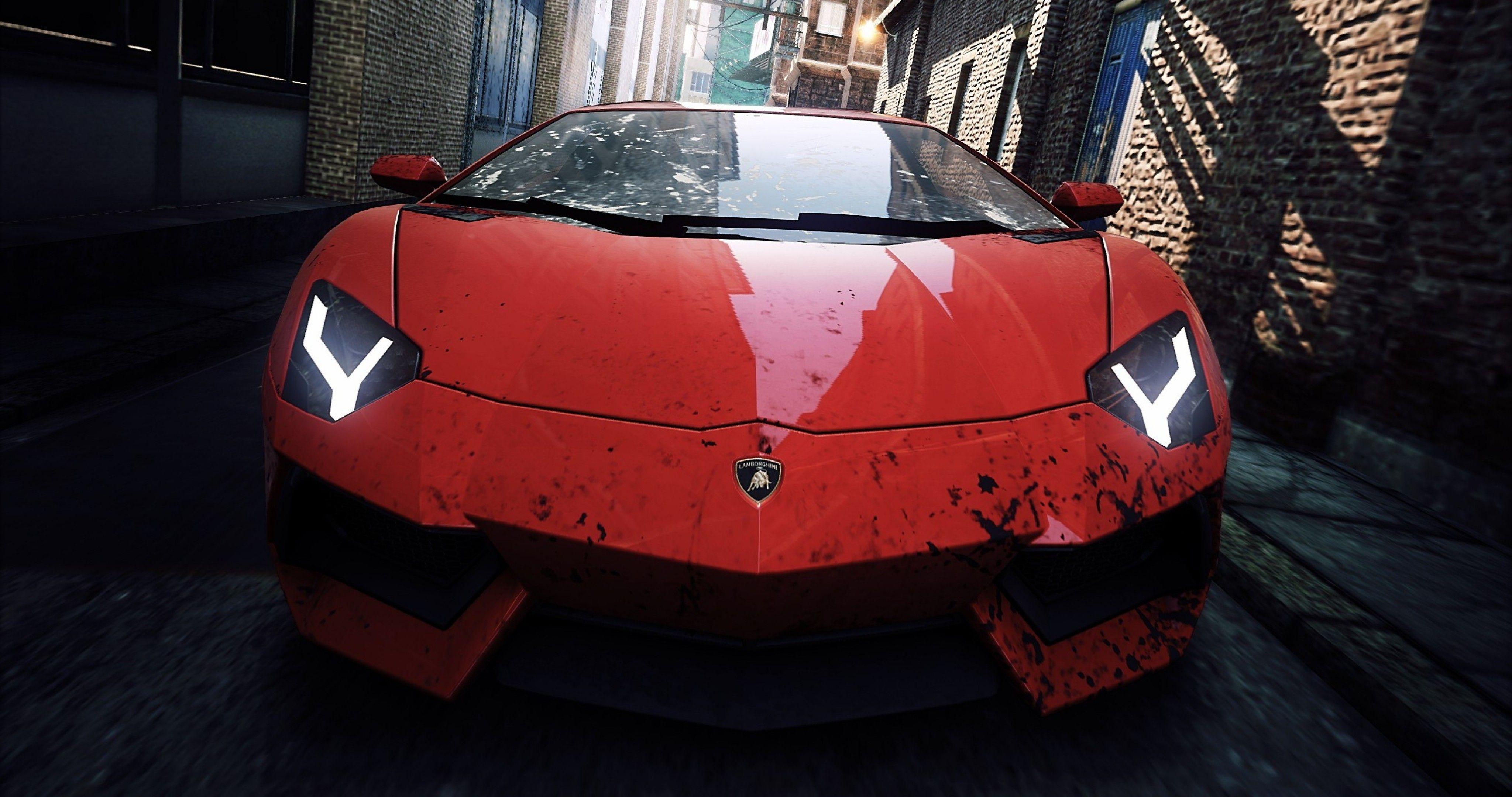 4096x2160 Close up of the Lamborghini Aventador in red 4K