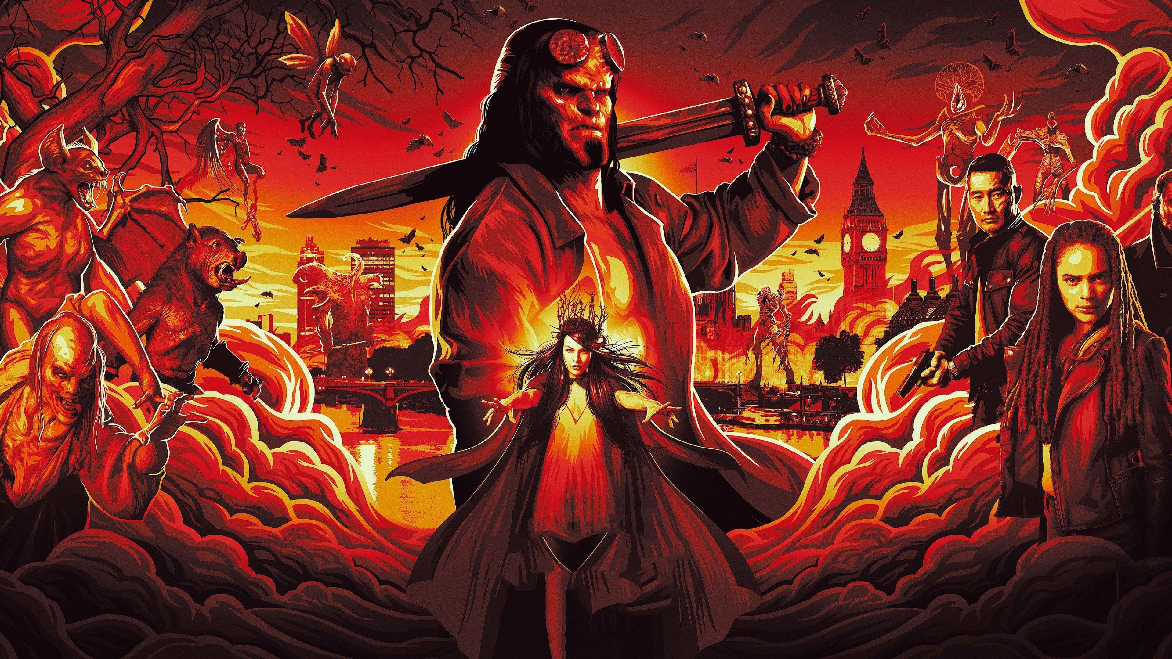 3840x2160 Wallpaper Hellboy, David Harbour, poster, 4K, Movies