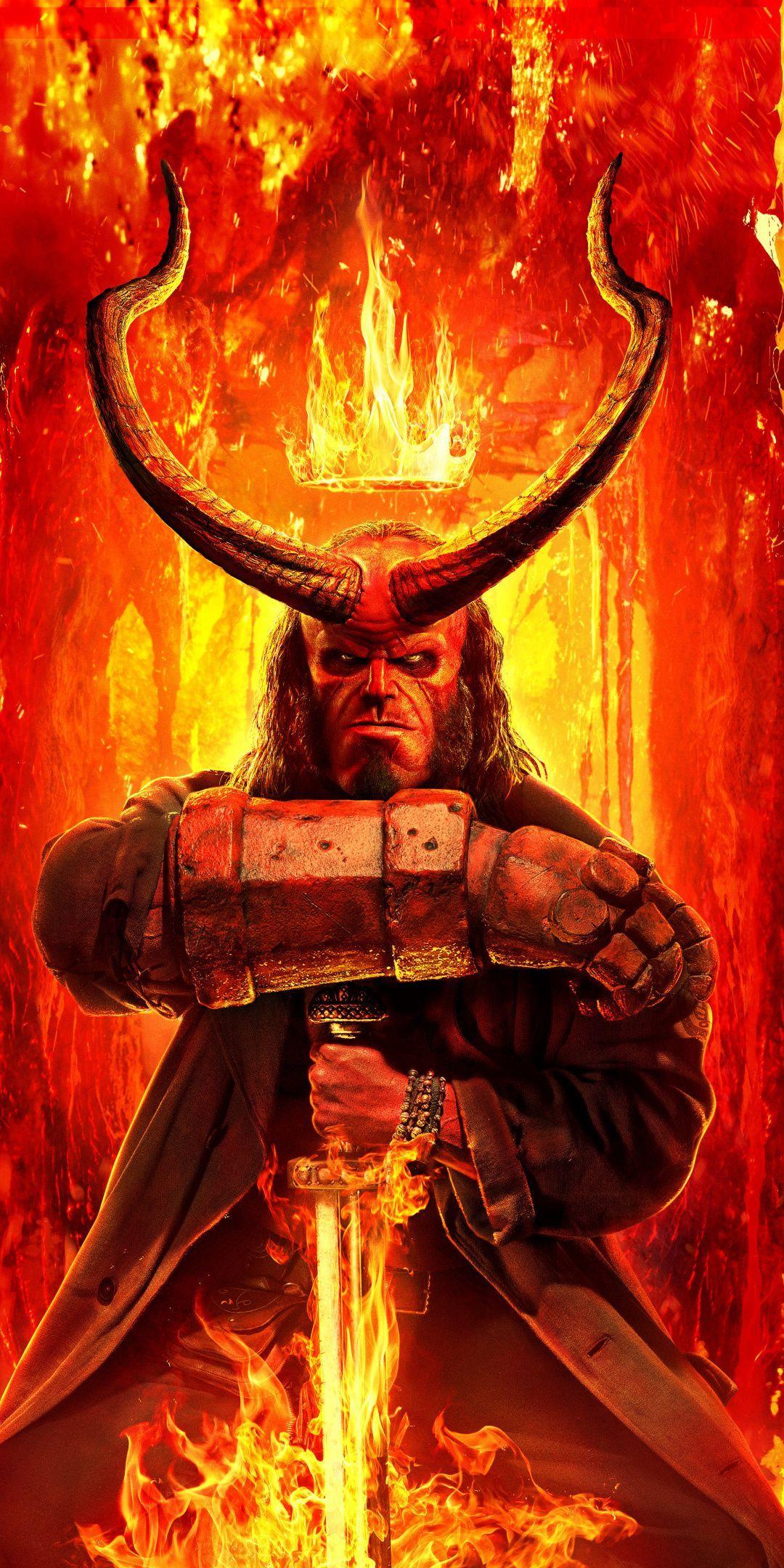 1080x2160 Red, Hellboy, David Harbour, 2019 movie, 1080x2160 wallpaper