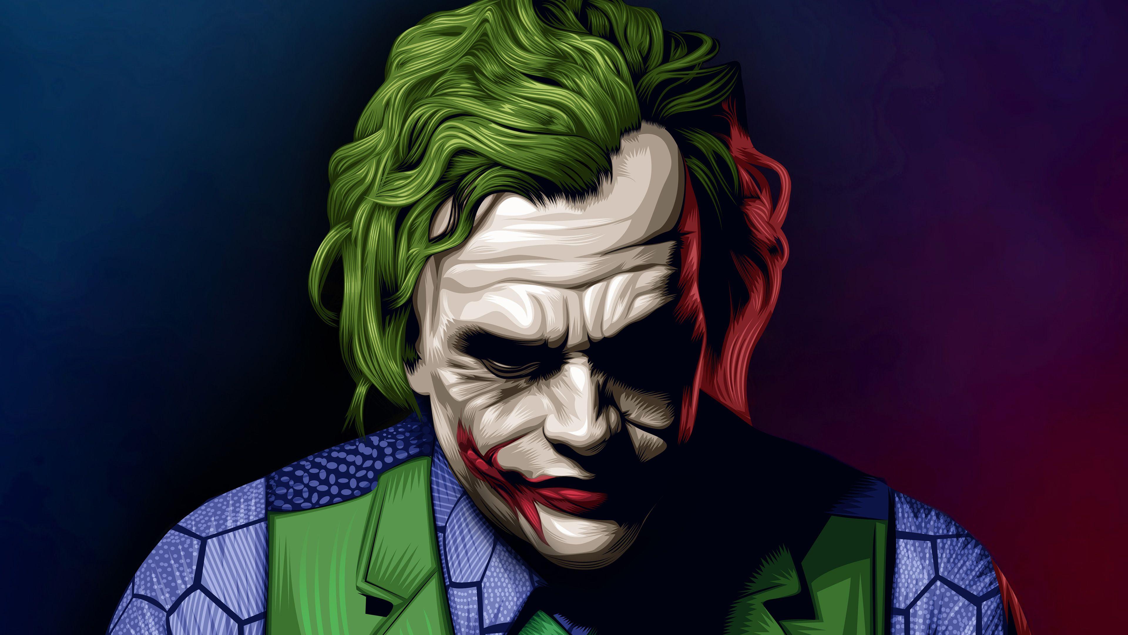 3840x2160 Joker Heath Ledger Illustration superheroes wallpaper