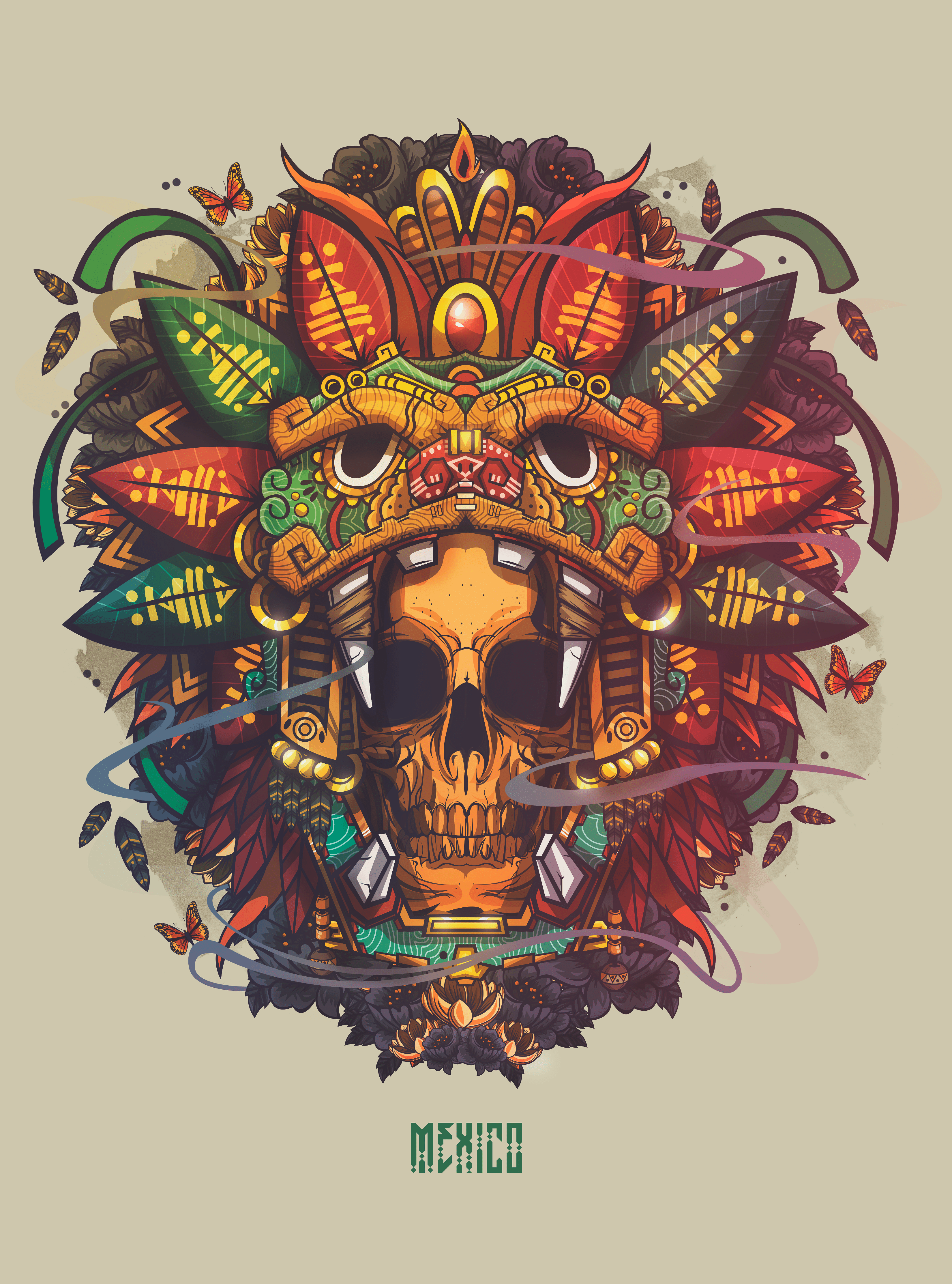 3300x4449 Mexico 2.0. Aztec art, Skull art, Mexican art