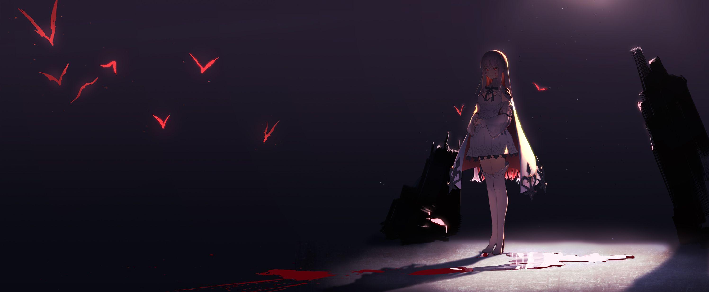 2994x1236 Anime Girl Devil Eyes, HD Anime, 4k Wallpaper, Image