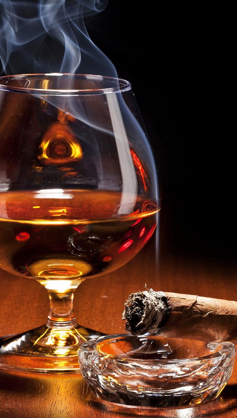 800x1412 Drink and Smoke, cigar, glass, HD phone