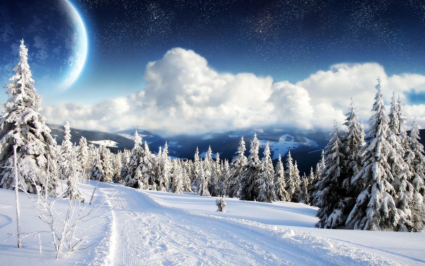1680x1050 Dreamy Snowy Landscape: An HD Wallpaper