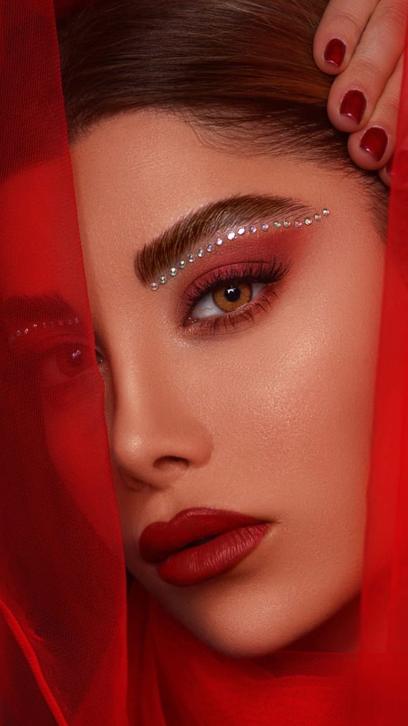 800x1422 Makeup, bonito, beauty, face, fashion, girl, portrait, red, red lips, HD phone wallpaper