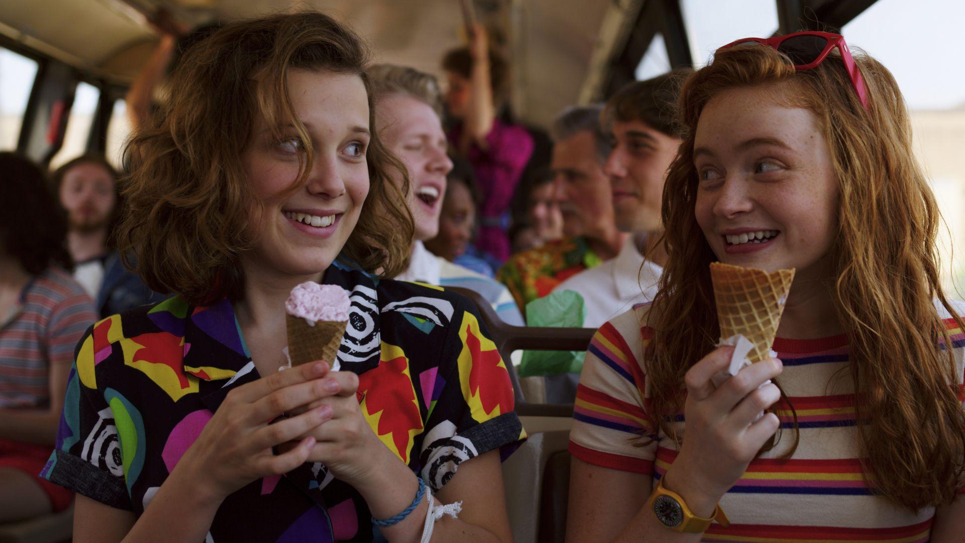 1920x1080 Sadie Sink and Millie Bobby Brown in Stranger