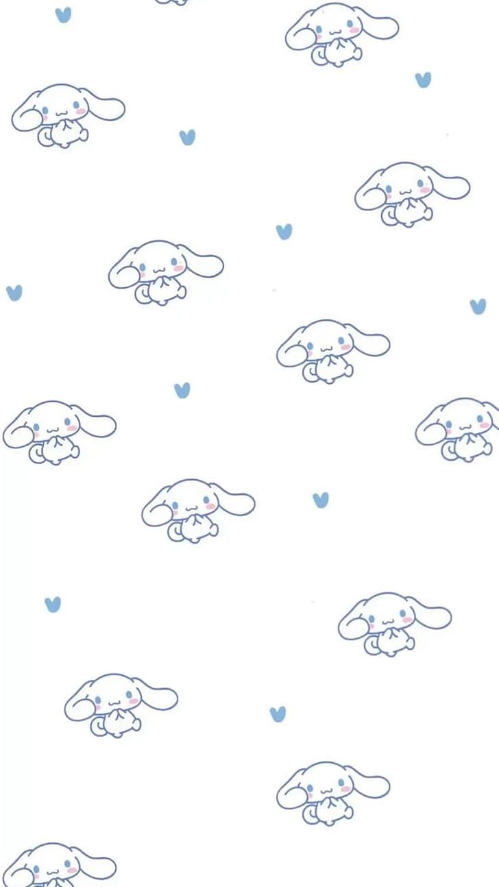 728x1294 720x1280px. free download. HD wallpaper: cinnamon, cinnamon roll, Sanrio, blue, heart (design), white