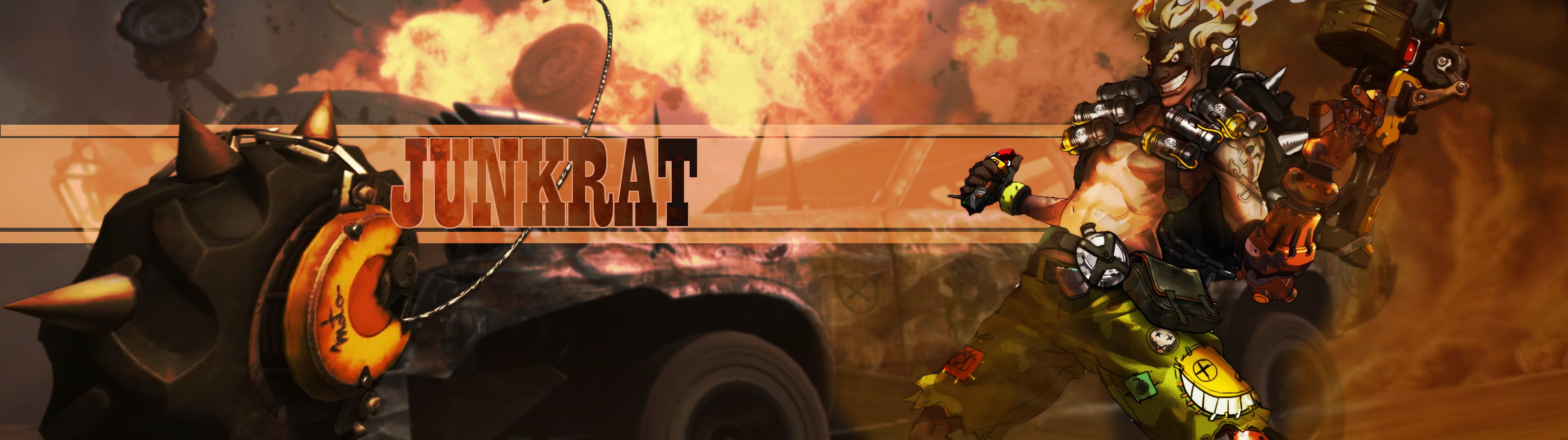 3840x1080 Junkrat digital wallpaper HD wallpaper