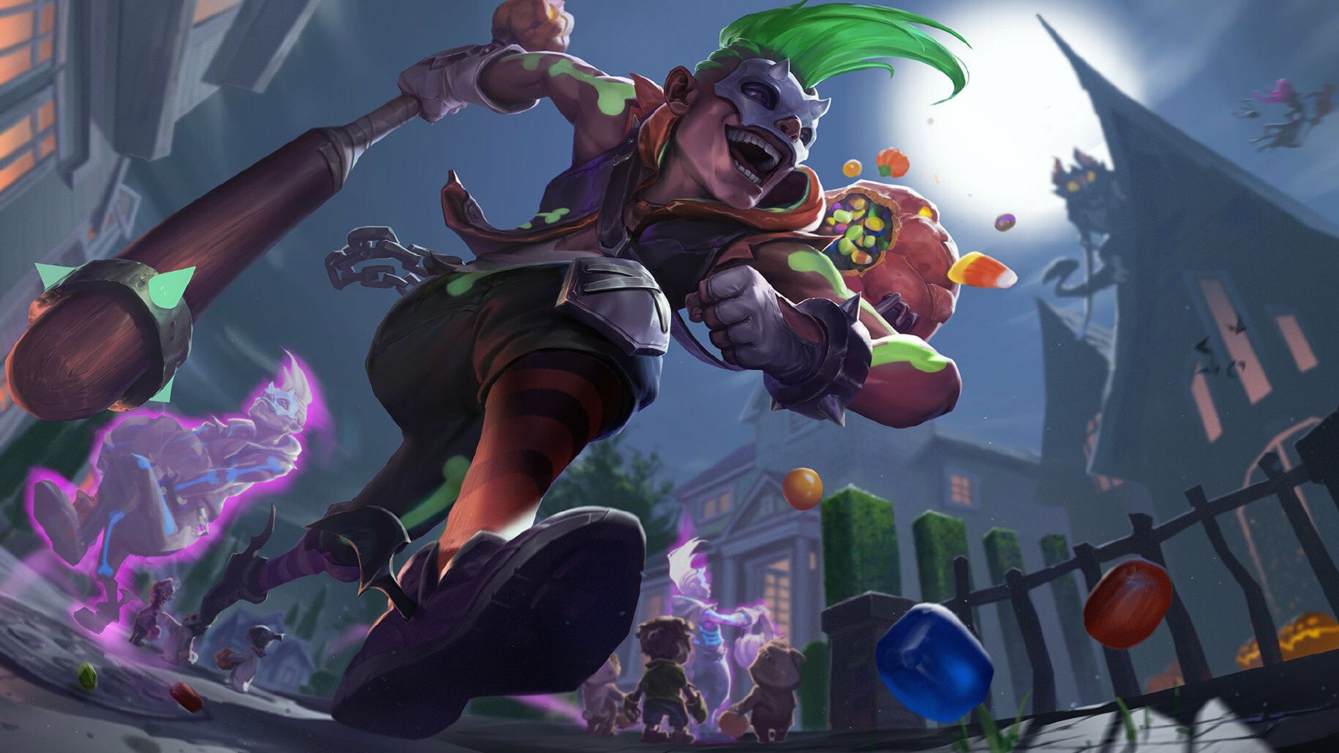 1920x1080 Wallpaper mask, runs, bit, League Of