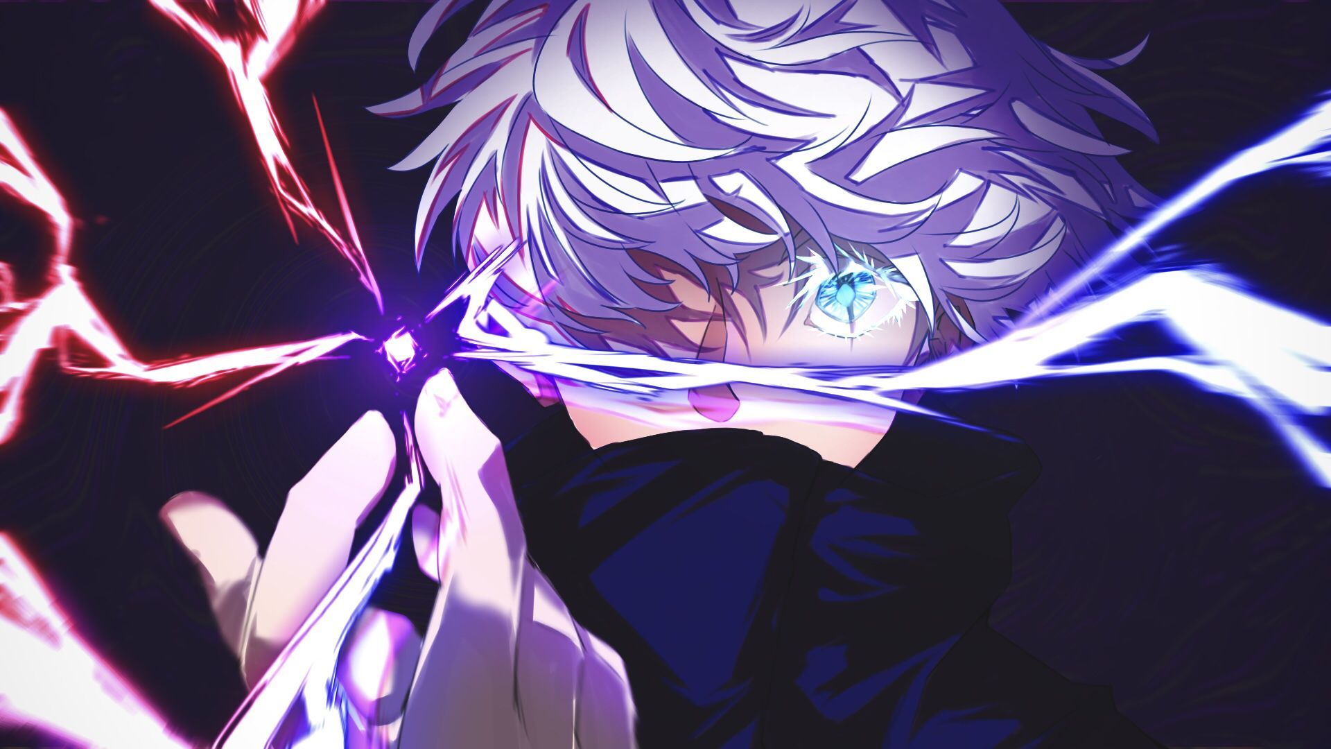 1920x1080 Download Blue Eyes White Hair Satoru