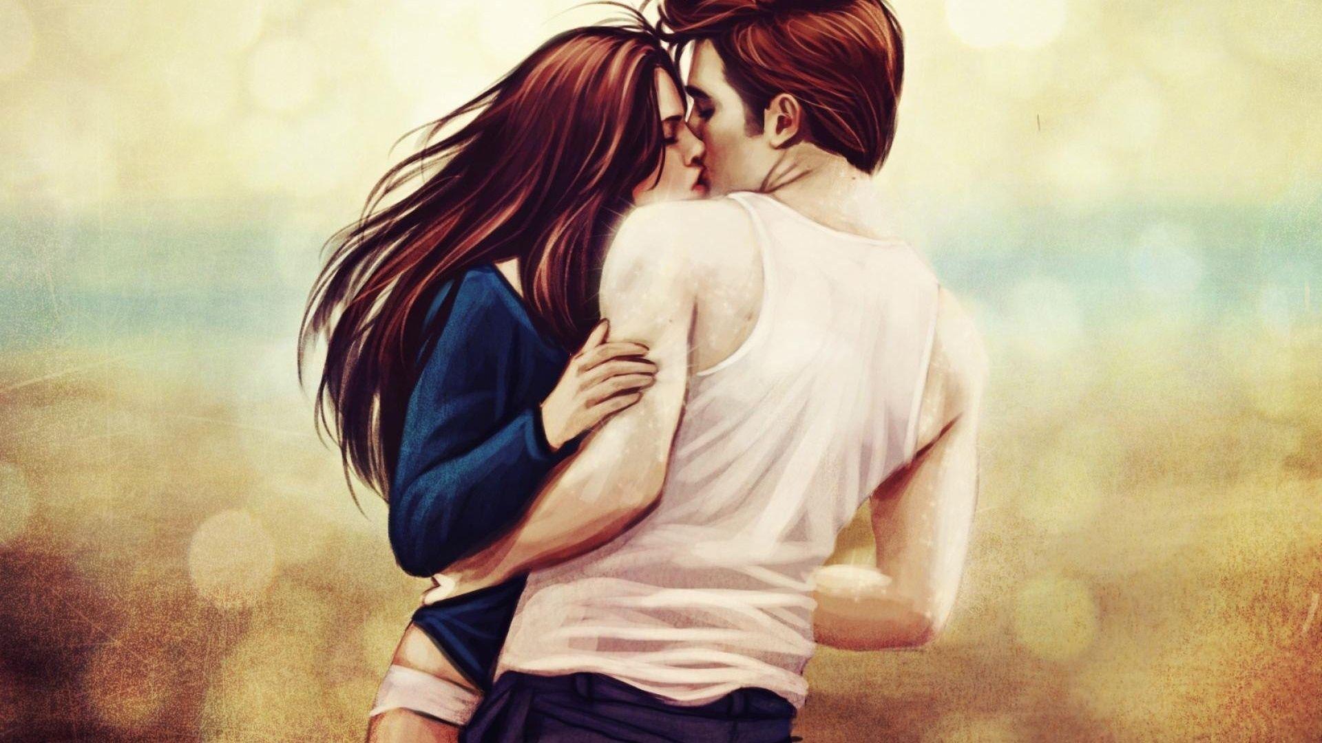 1920x1080 Bella and edward kiss wallpaper live