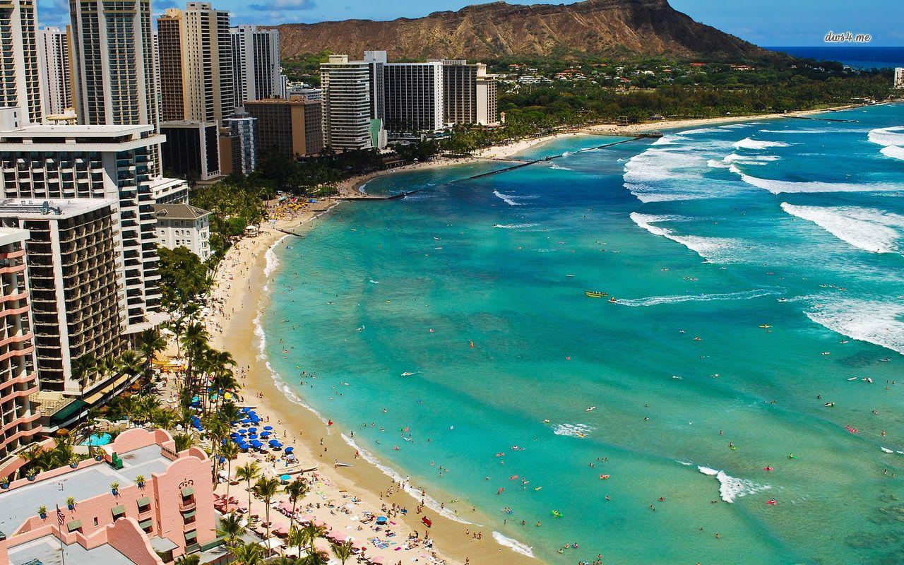 1280x800 Sunny day on a Waikiki beach wallpaper wallpaper
