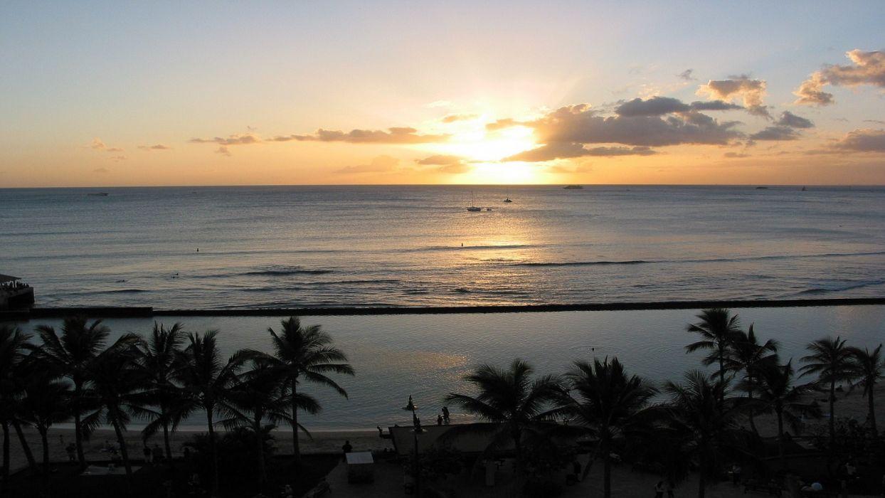 1244x700 Sunset Waikiki wallpaperx1080