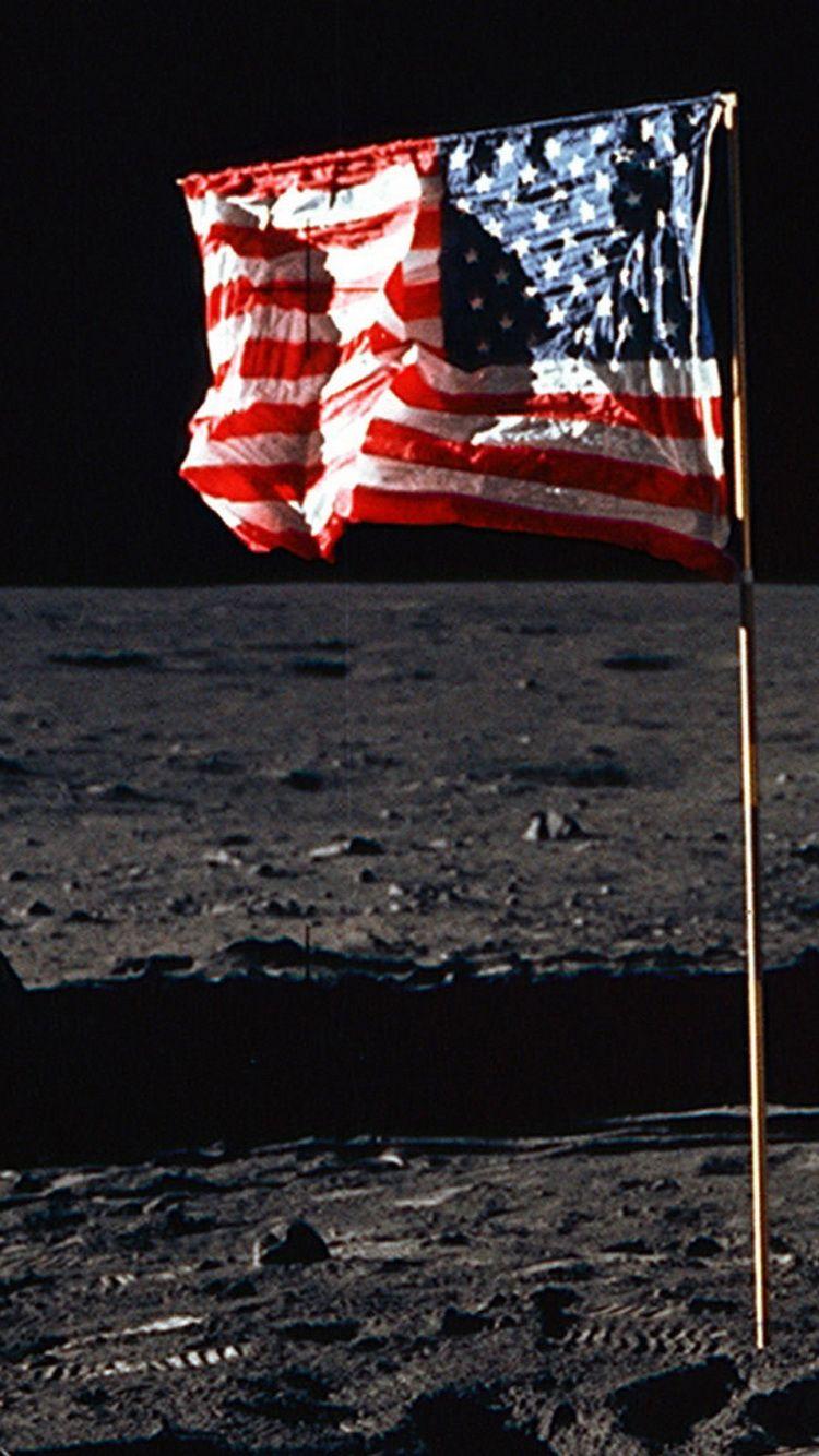 750x1334 USA Flag Moon iPhone 6 Wallpaper HD