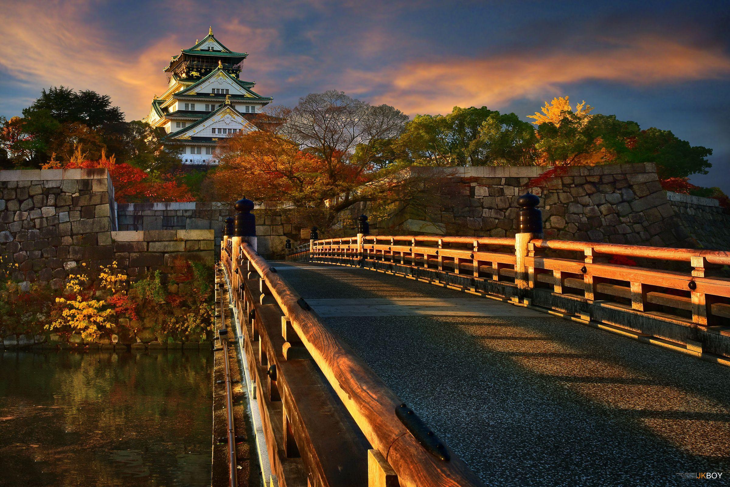 2400x1602 Man Made Osaka Castle Japan Autumn Osaka Bridge Wallpaper. Japon