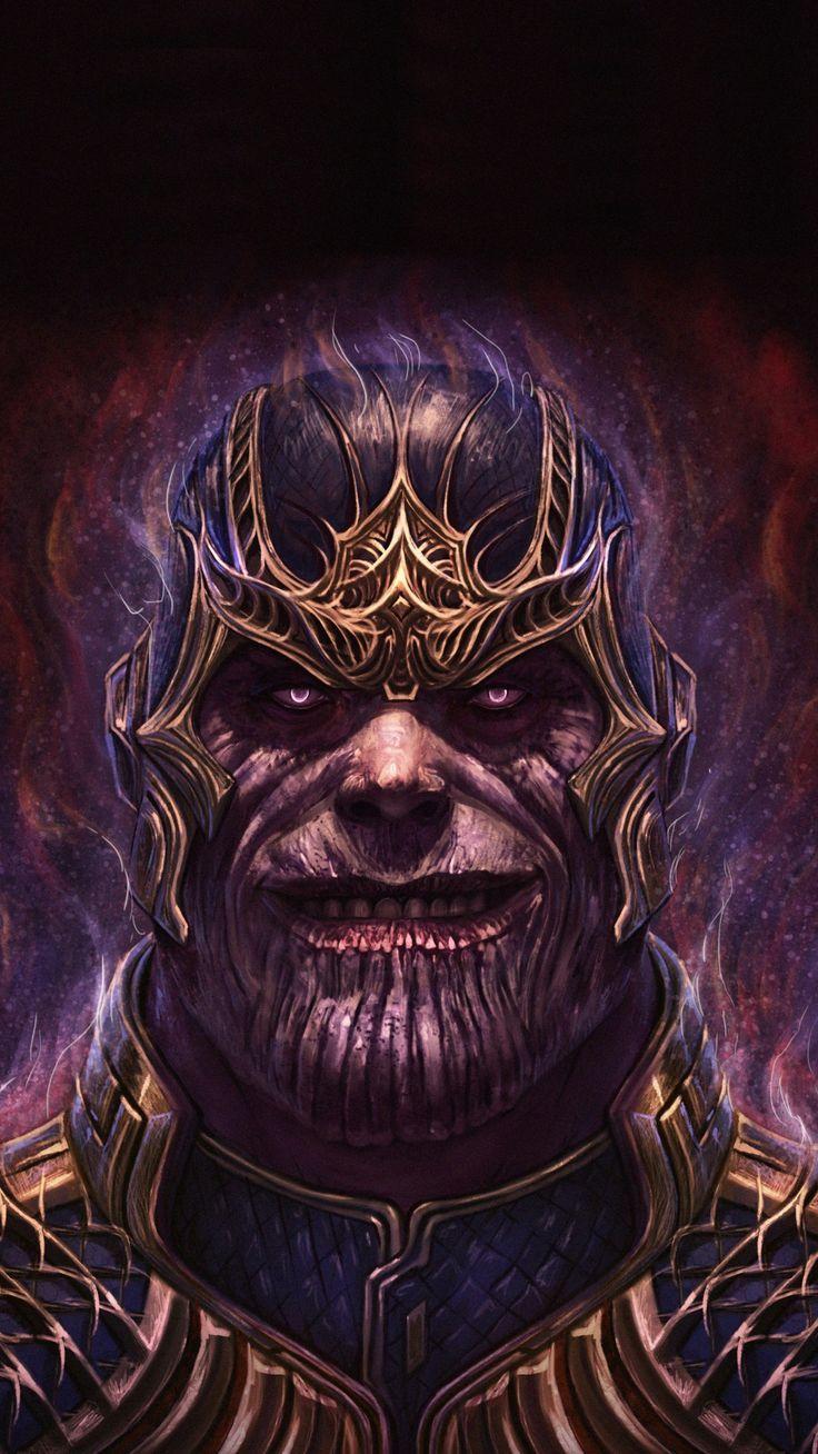 736x1308 magnificent wallpaper Thanos, devil smile, villain, art