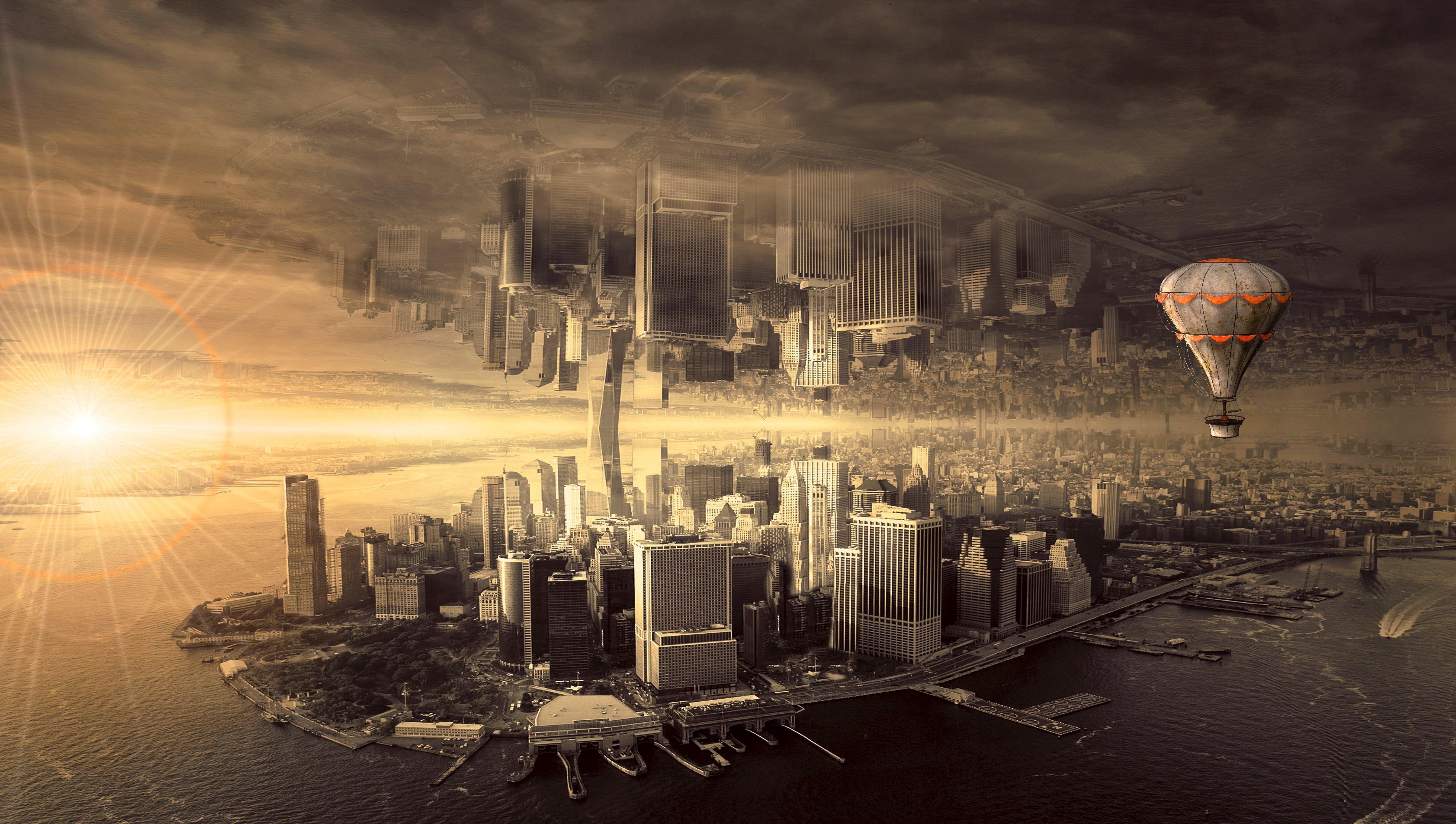 5000x2830 Fantasy City Architecture Mood Wallpaper and Free