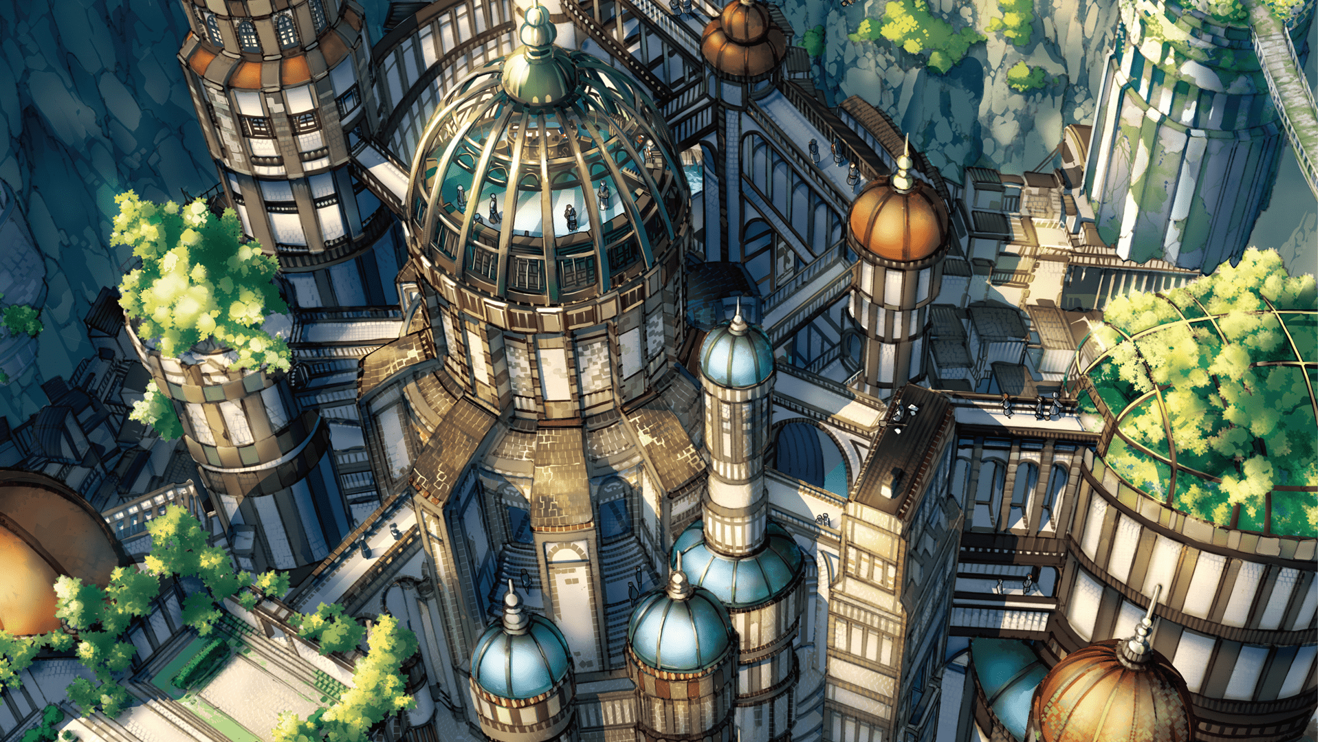 1920x1080 fantasy City, #cathedral, #anime, #city Wallpaper