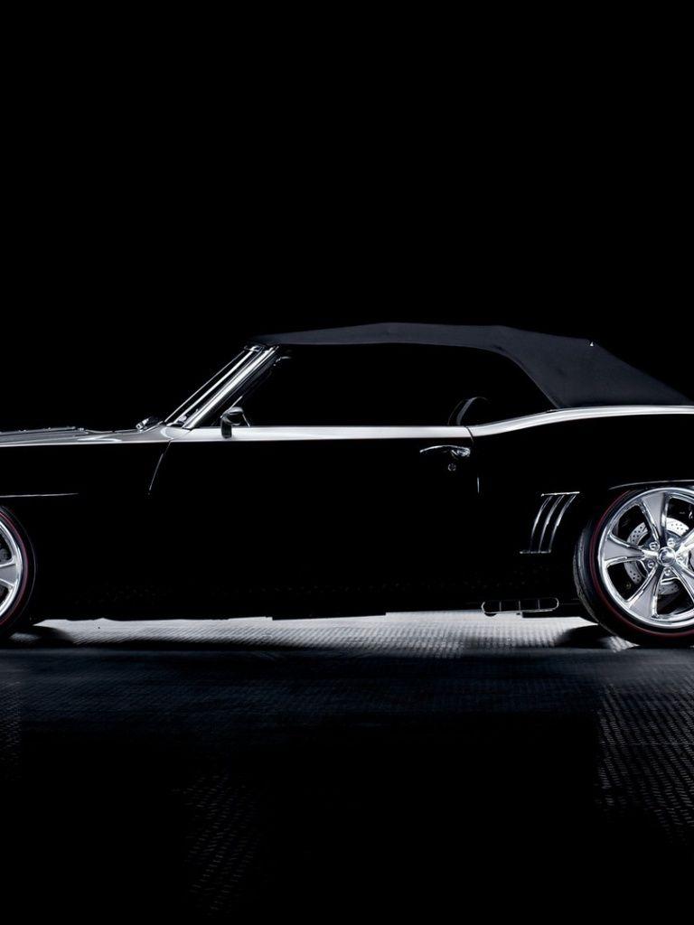768x1024 Black Chevrolet Camaro Side iPad wallpaper