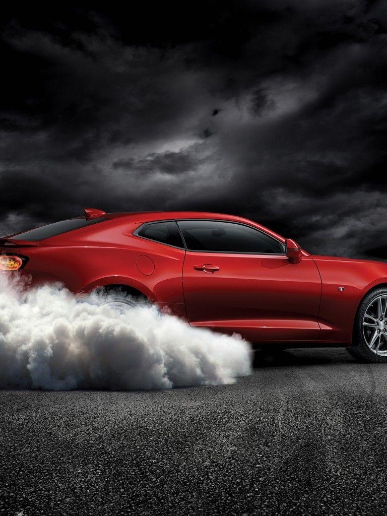 768x1024 Download 768x1024 Chevrolet Camaro Ss, Red, Smoke, Muscle