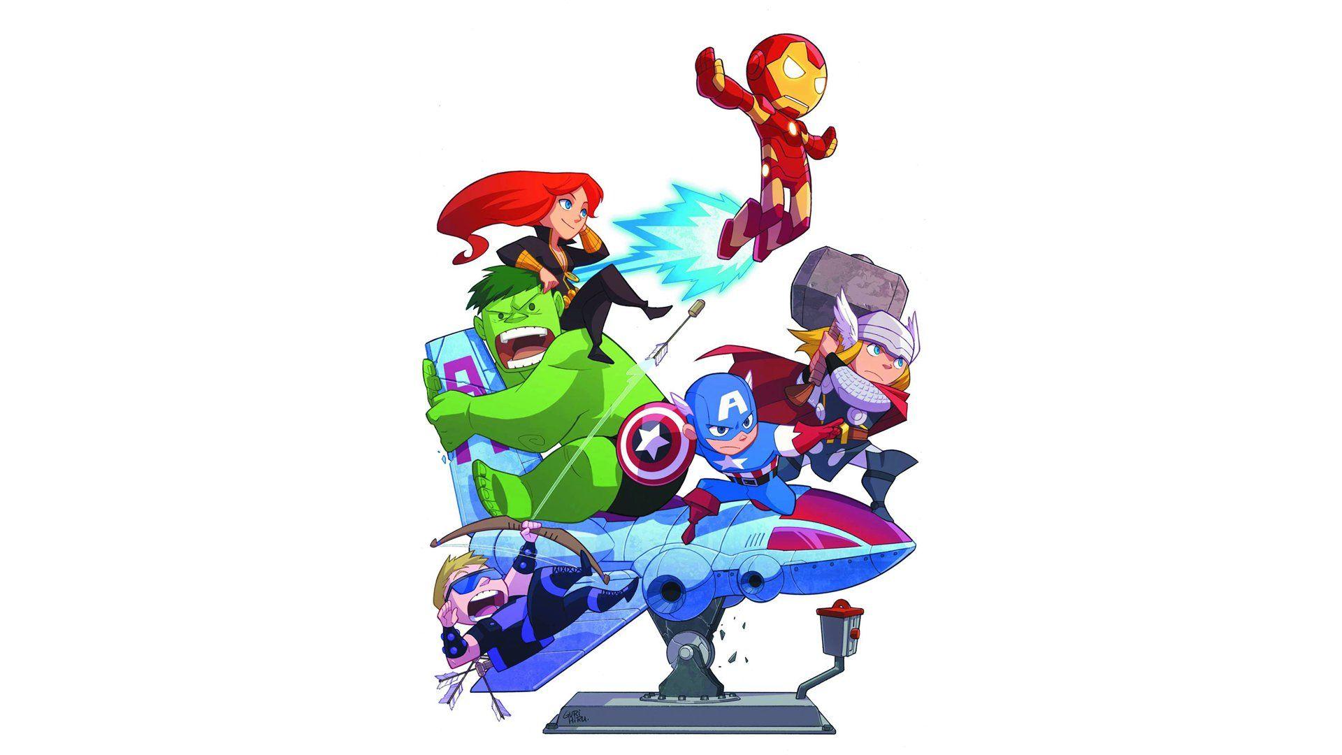 1920x1080 HD Wallpaper of Avengers: Clint Barton, Thor, and the Marvel Heroes Unite