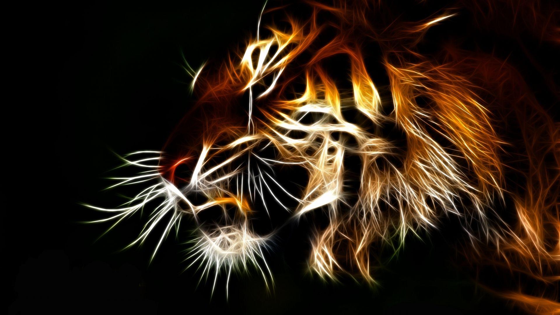 1920x1080 tiger, Fractal, Cats Wallpaper HD / Desktop and Mobile Background