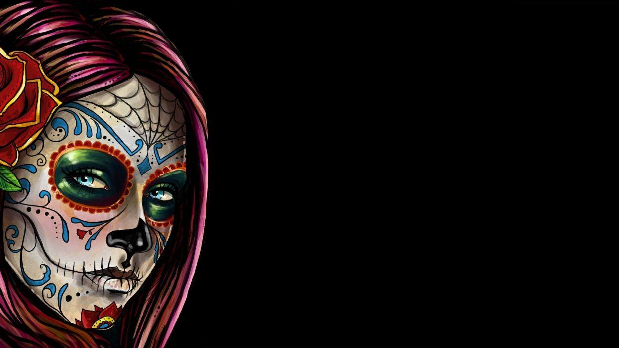 1244x700 Download Skull Girl Wallpaper, HD Background Download