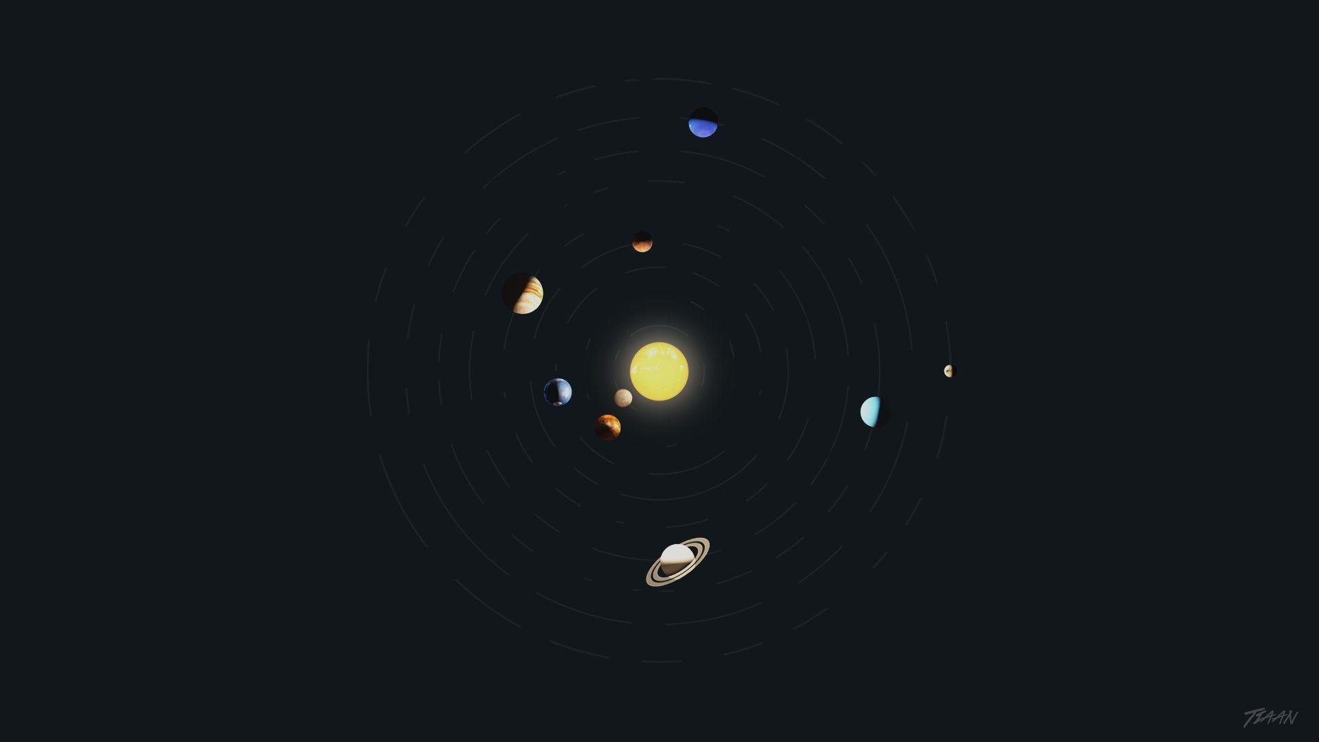 1920x1080 Solar System minimalism space art planet Adobe Photohop