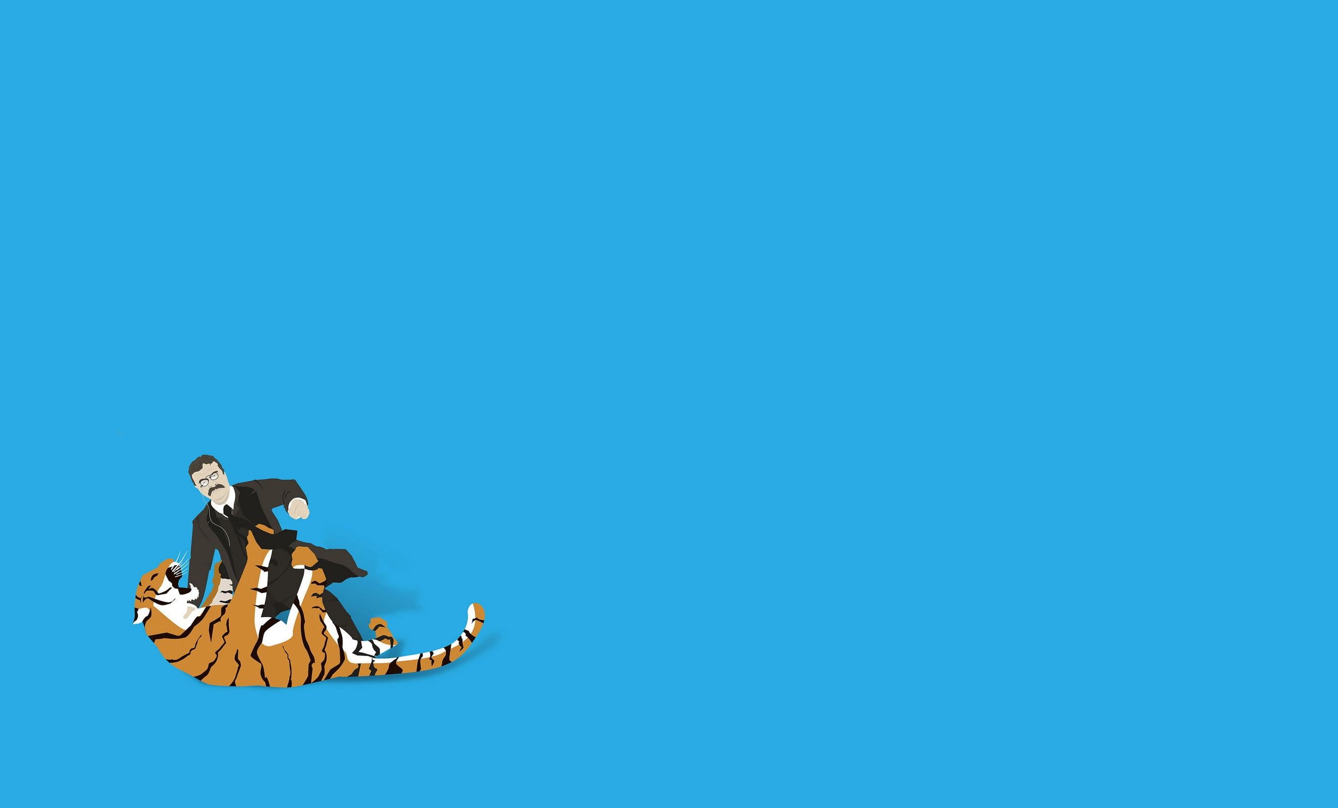 2650x1600 Man wearing black suit beside tiger illustration, tiger